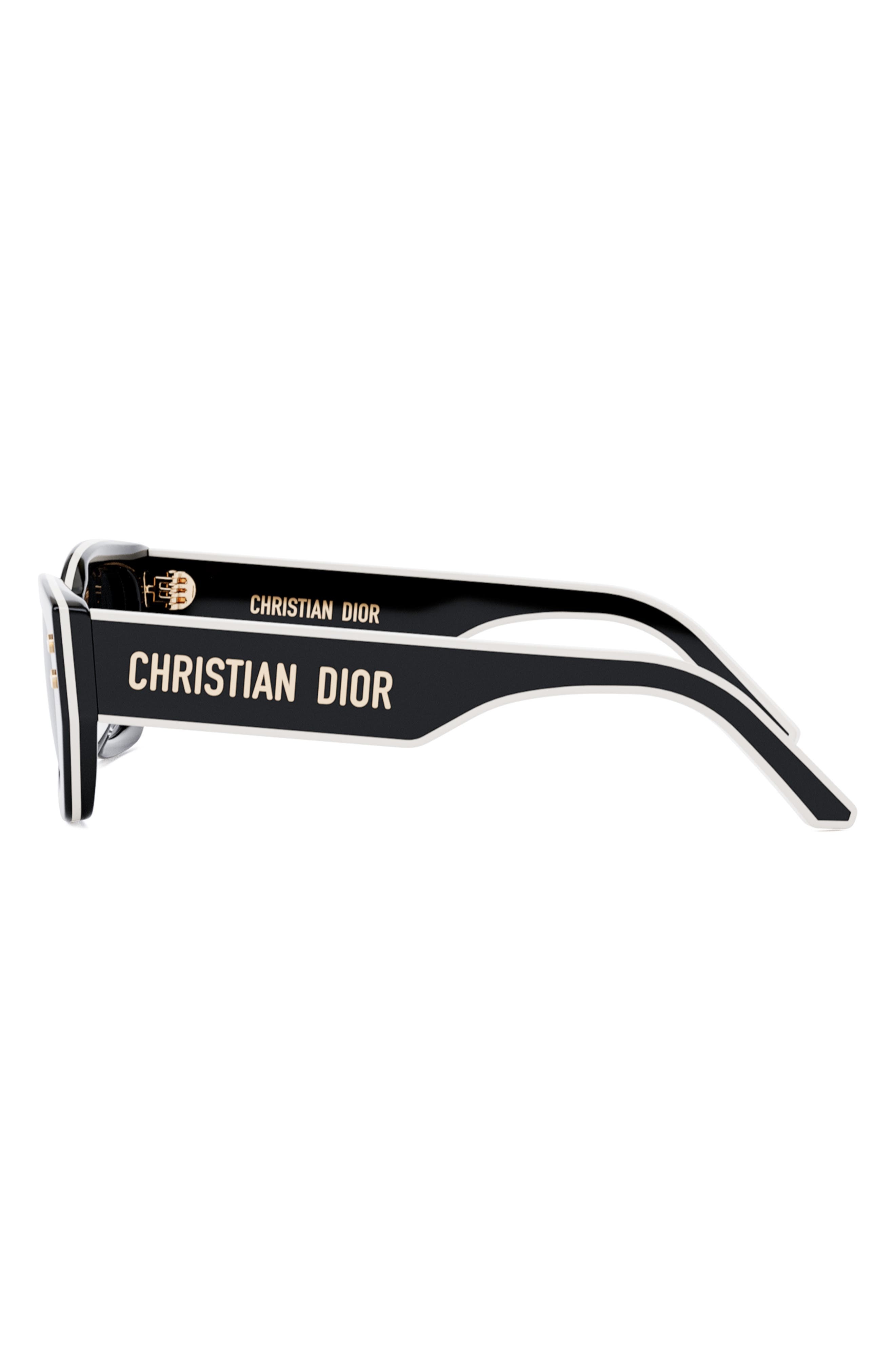 'DiorPacific S2U 53mm Rectangular Sunglasses in Shiny Black /Smoke at Nordstrom - 6