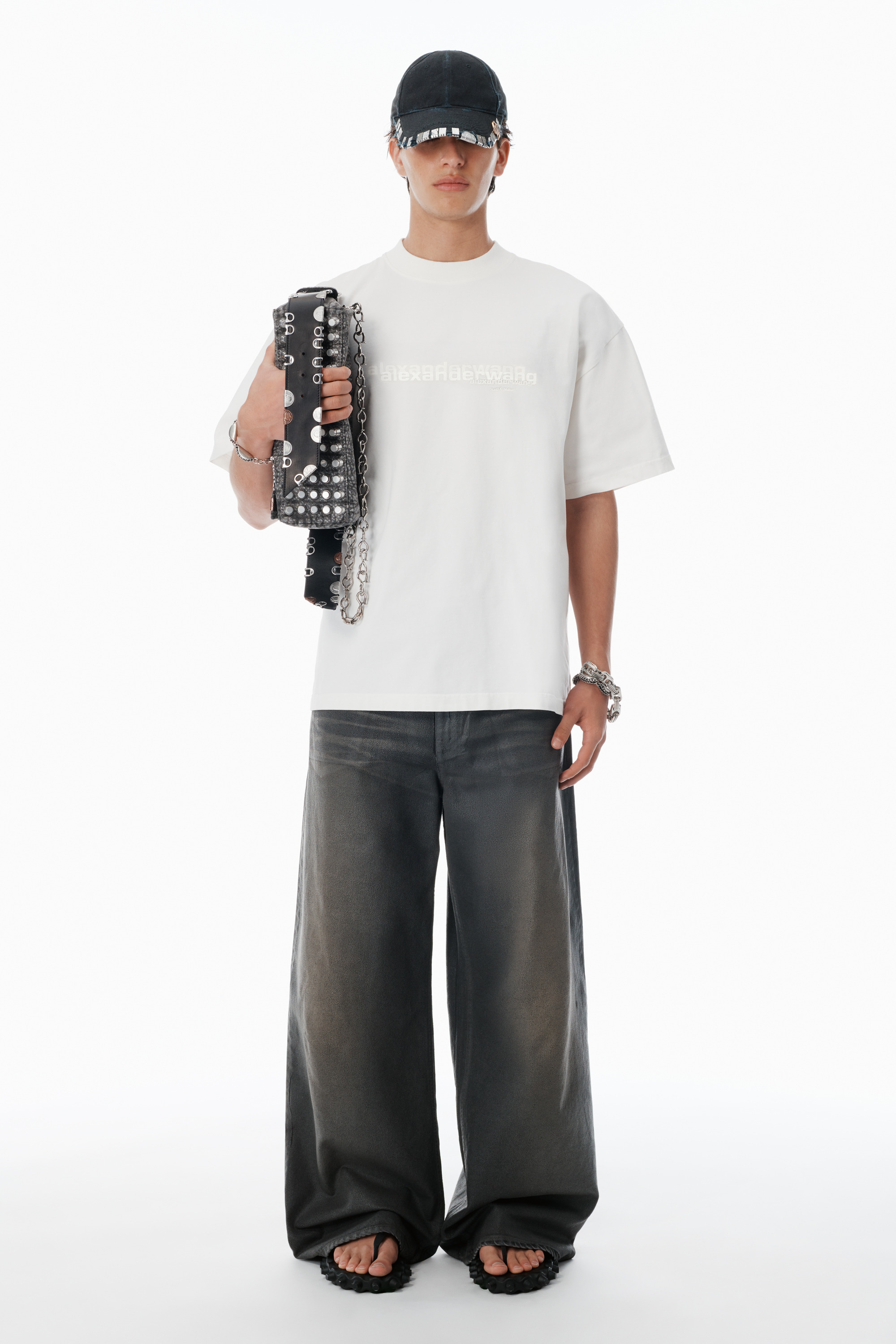 White Cotton Oversized Logo Tee - 5