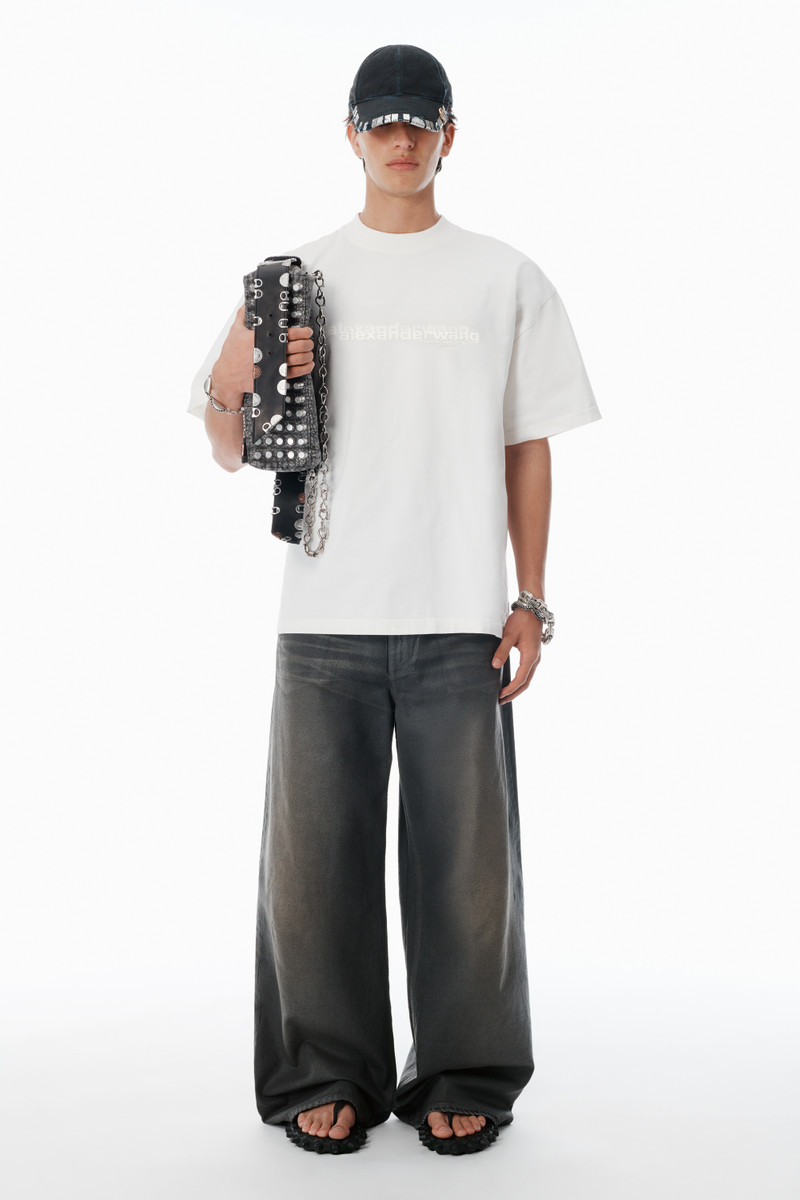 Alexander Wang White Cotton Oversized Logo Tee outlook