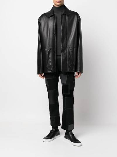 Junya Watanabe MAN patchwork cotton-leather jeans outlook