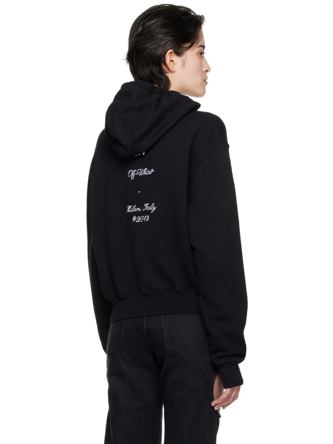 Black Embroidered Hoodie - 3