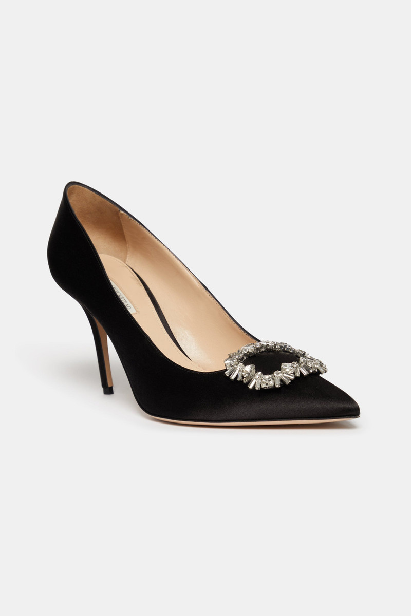 EMILIA WICKSTEAD Sophia Shoe With Firework Buckle In Black Satin outlook