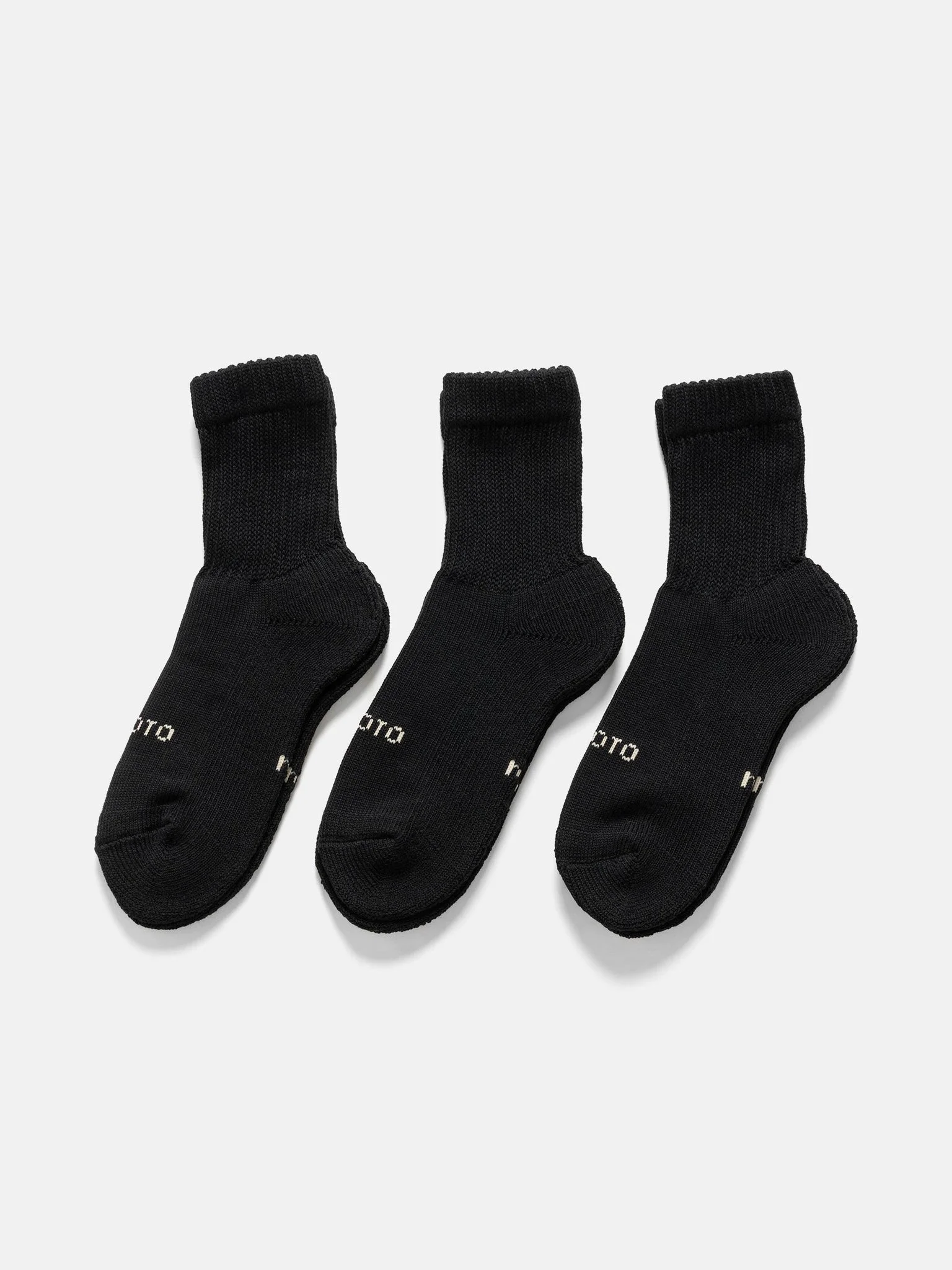 R1522 Organic Daily 3 Pack Mini Crew Socks Black - 1