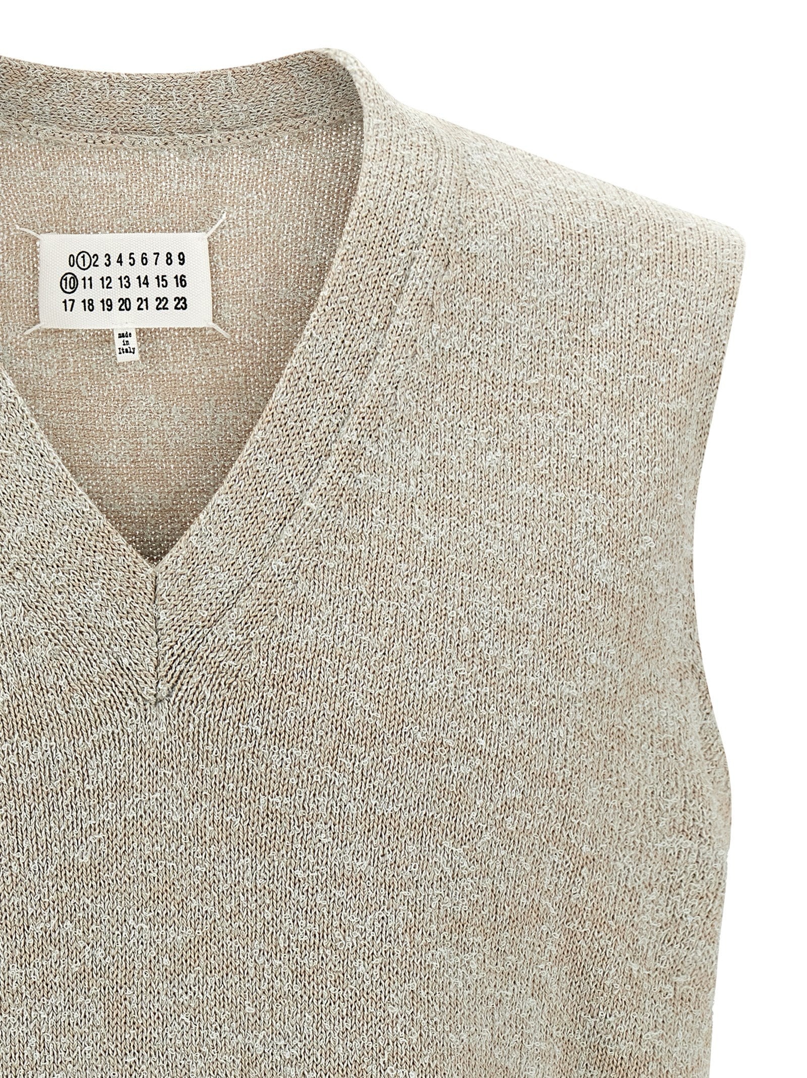 Bouclé Knit Vest Gilet Beige - 3