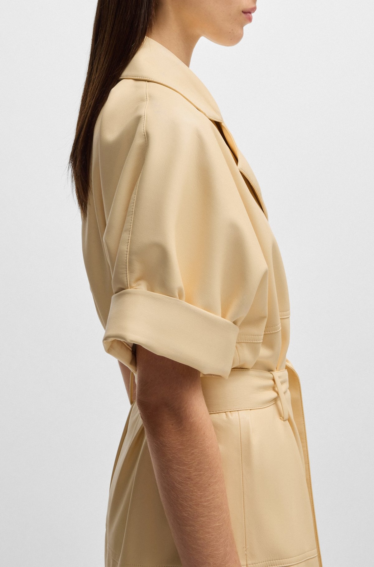 TRENCH-STYLE RELAXED-FIT DRESS IN FAUX LEATHER - 6