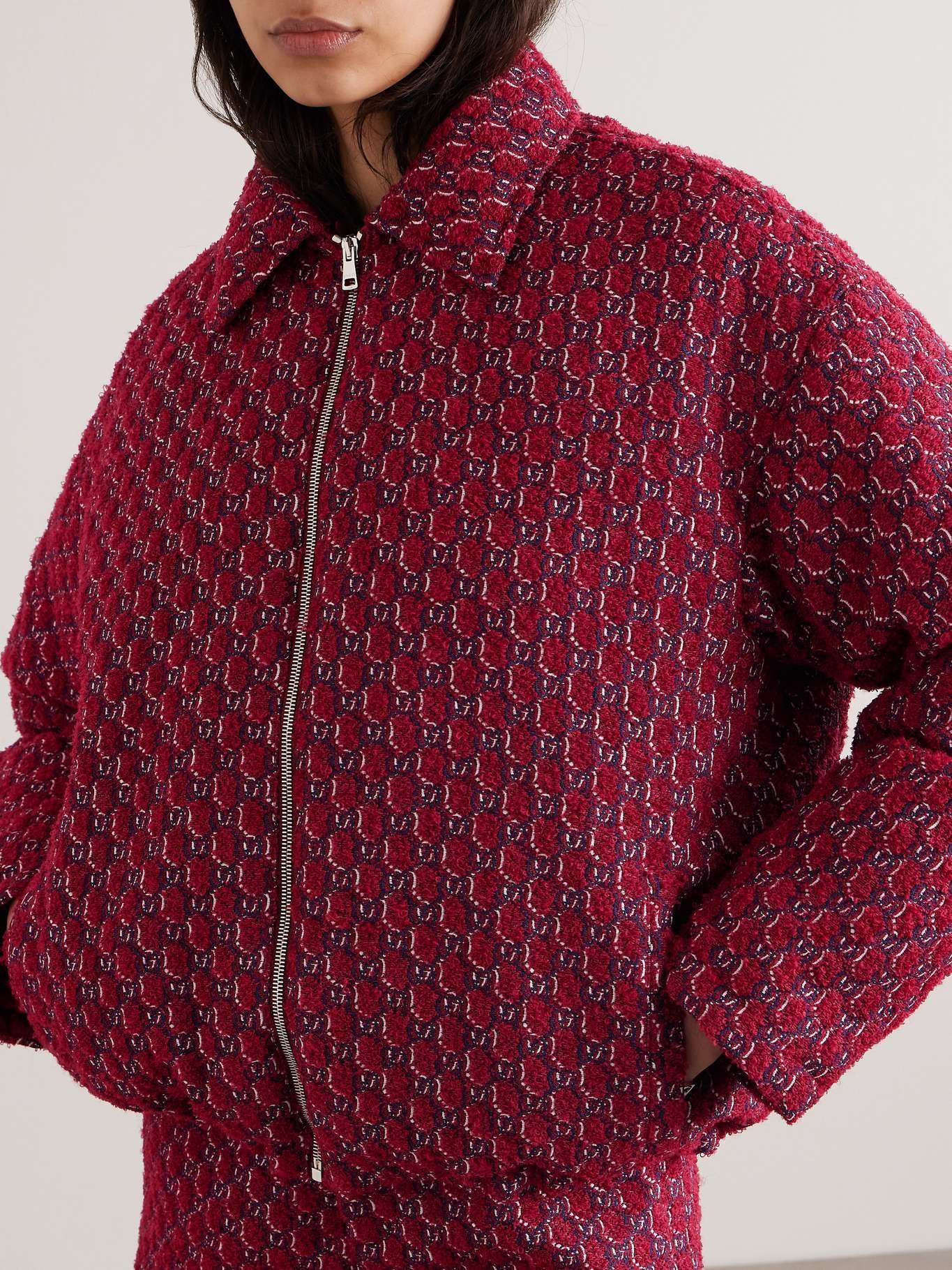 Shearling-trimmed jacquard-knit wool-blend bouclé jacket - 5