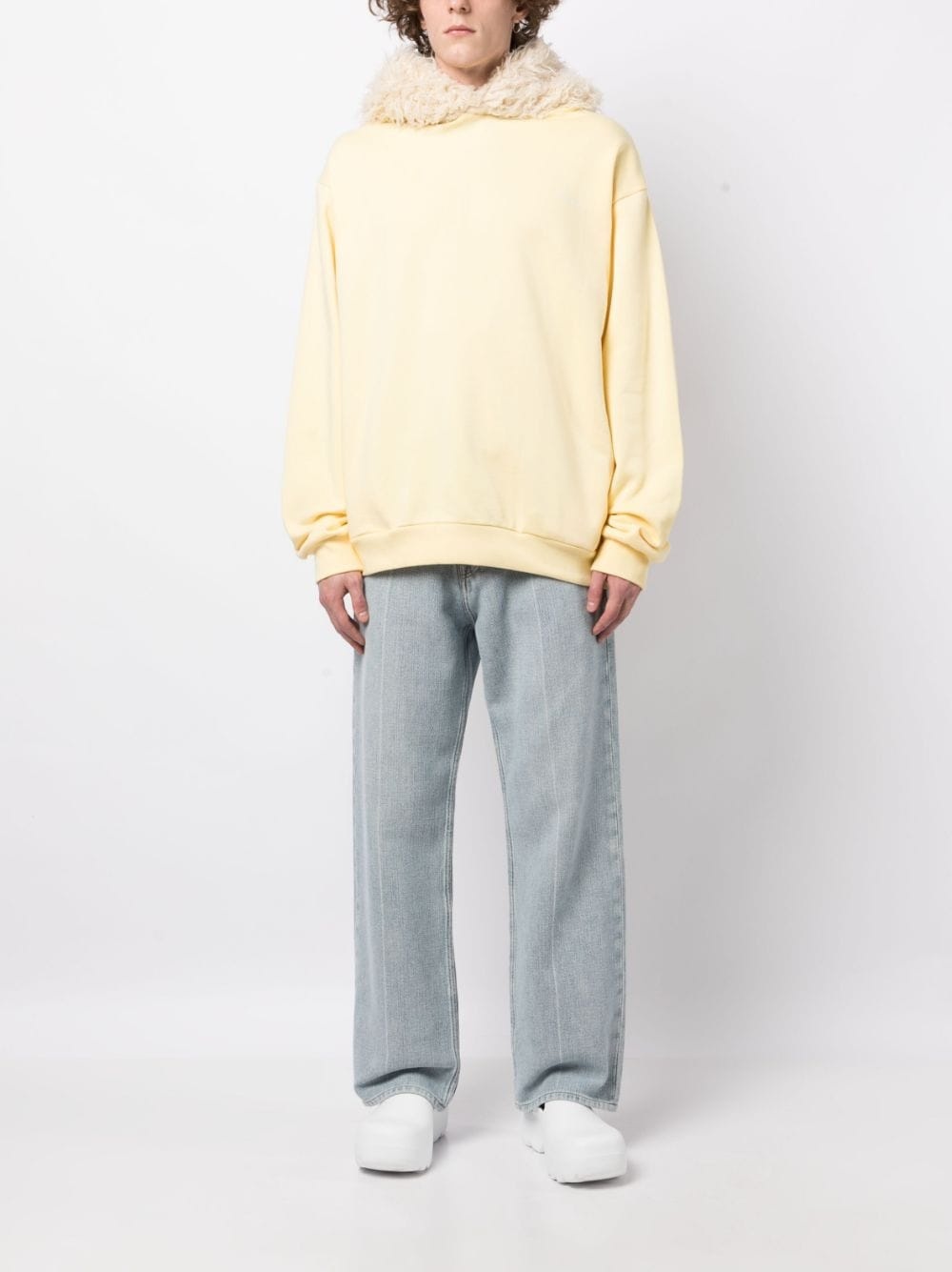 faux-fur cotton hoodie - 2