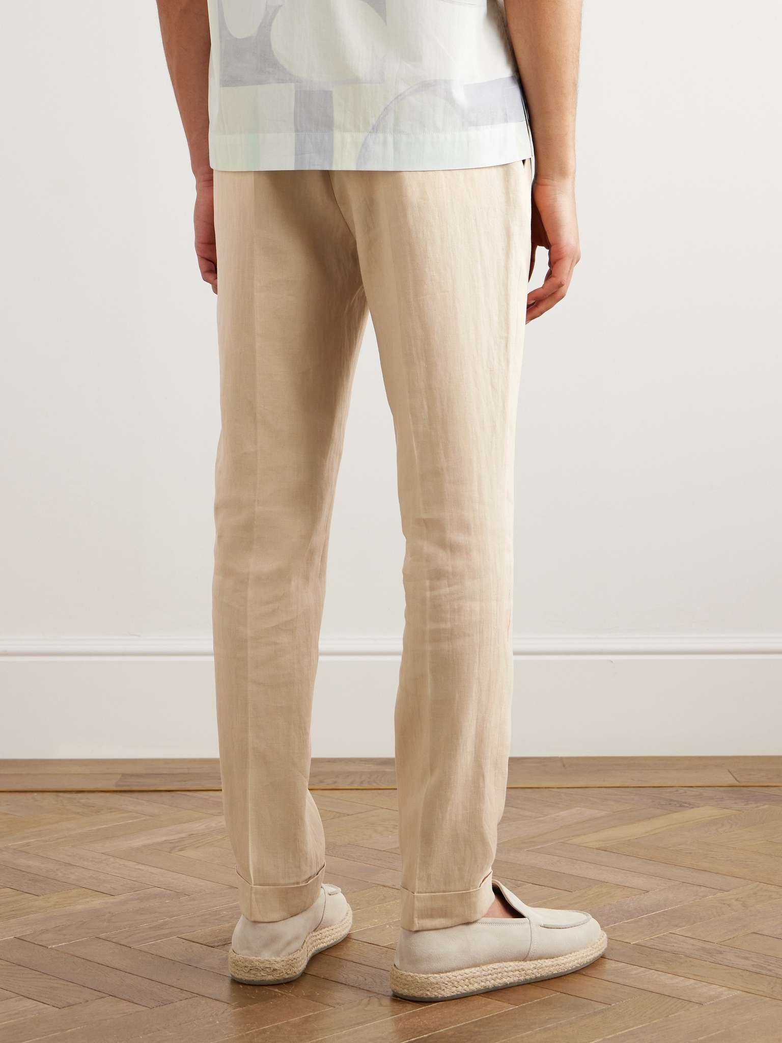 Straight-Leg Linen Drawstring Trousers - 4