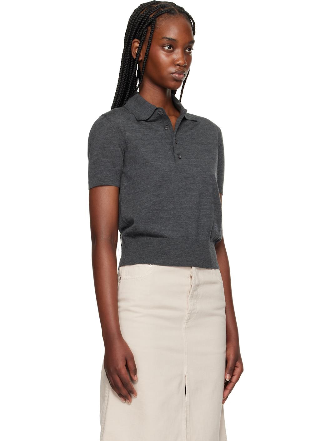 Gray Wool Polo - 2