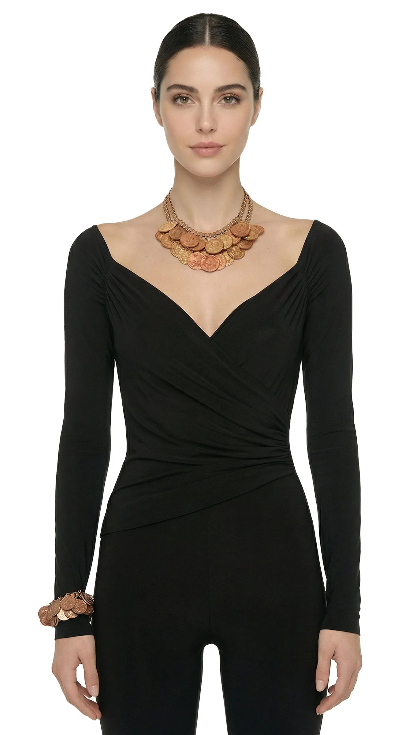 COIN LAYERED NECKLACE AND BRACELET SET - 1