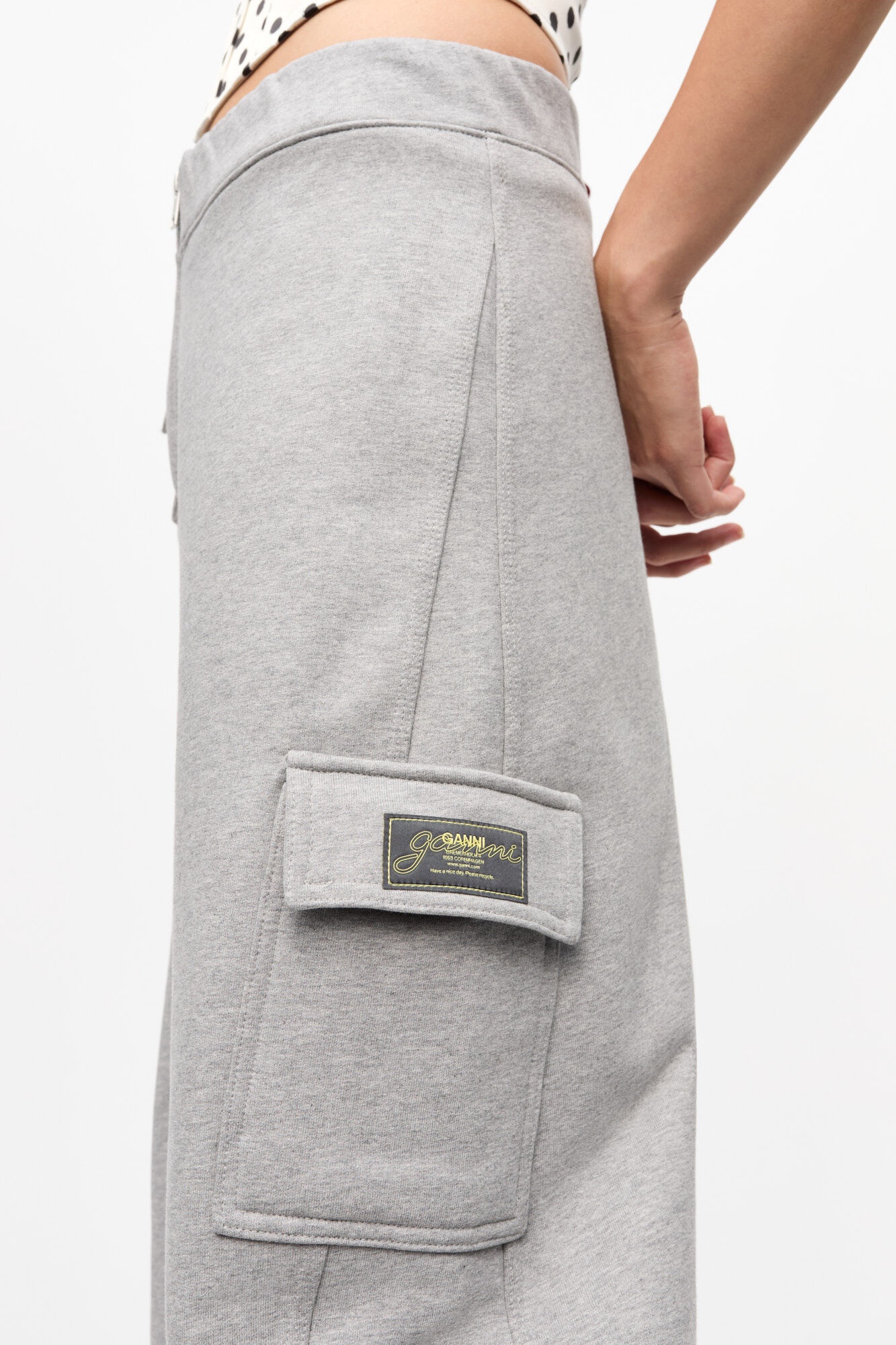 パンツ Ganni Curved Gray Heavy Terry Trousers GANNI GREY HEAVY TERRY CURVED PANTS | REVERSIBLE