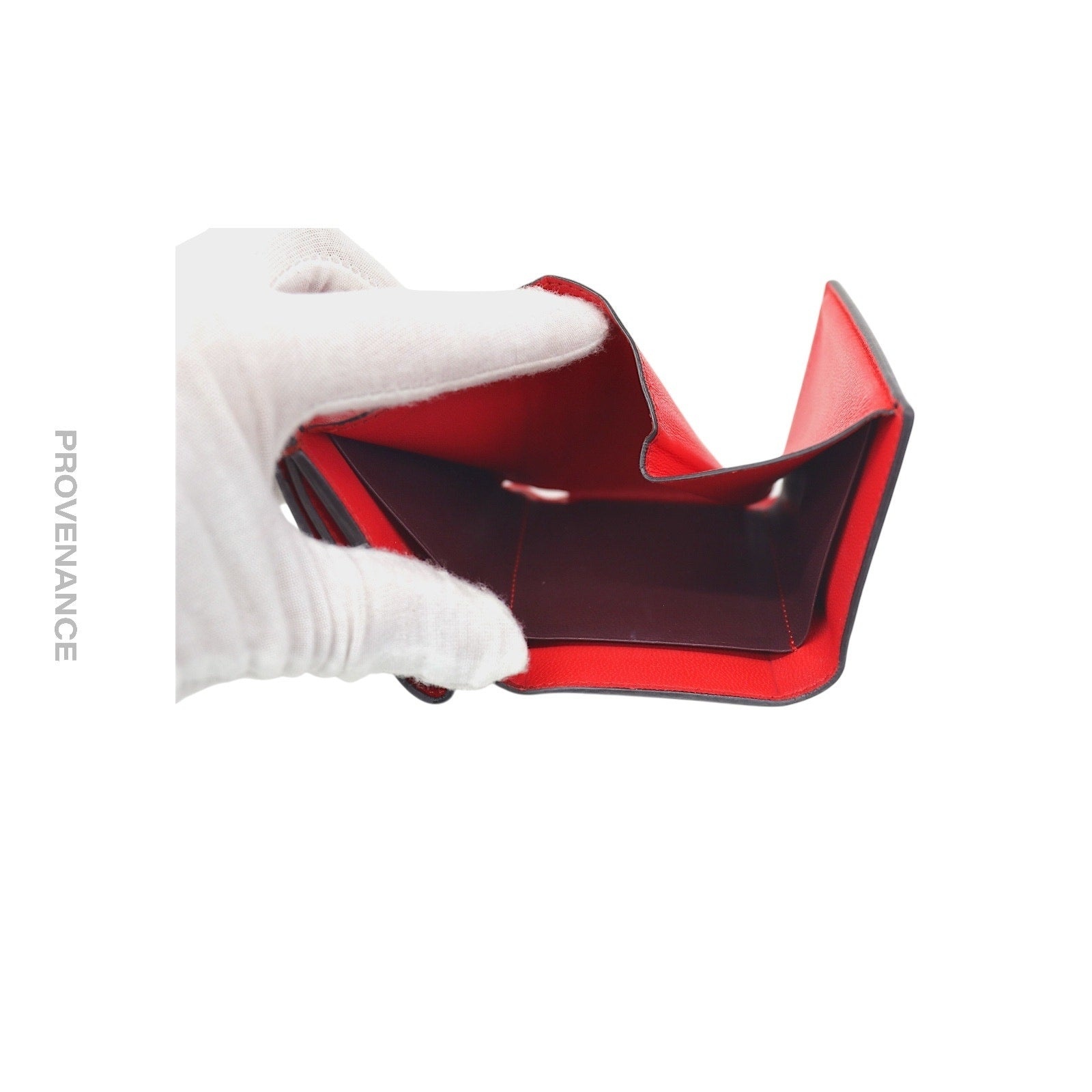 Givenchy Two Tone Trifold Wallet - Burgundy Red Leather - 7