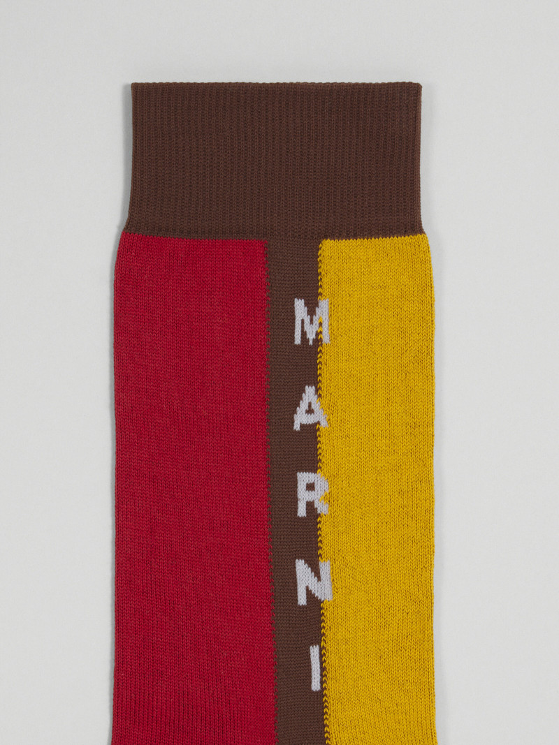 RED AND YELLOW LISLE COTTON AND NYLON SOCK 3