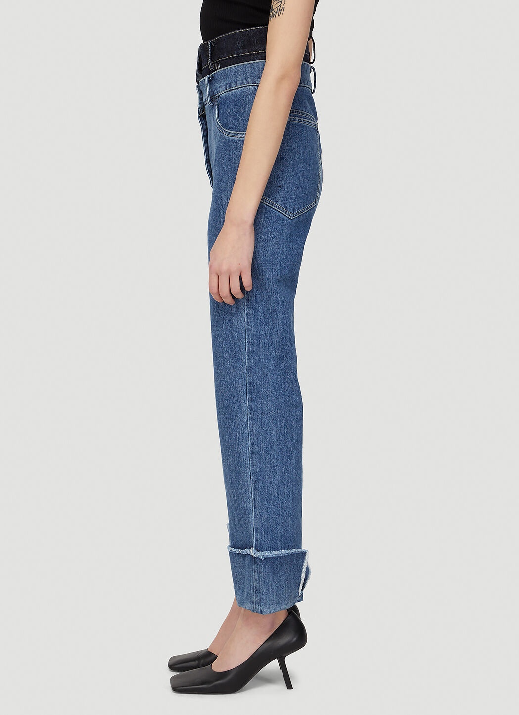 Contrast Waistline Jeans - 3