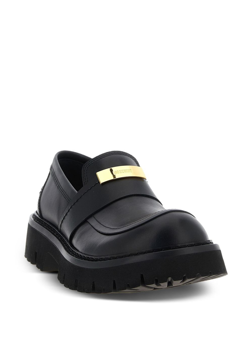 plaque-detail leather loafers - 2