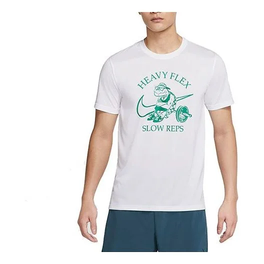 Nike Dri-FIT Cartoon Printing Training Round Neck Short Sleeve White DM6284-100 - 1
