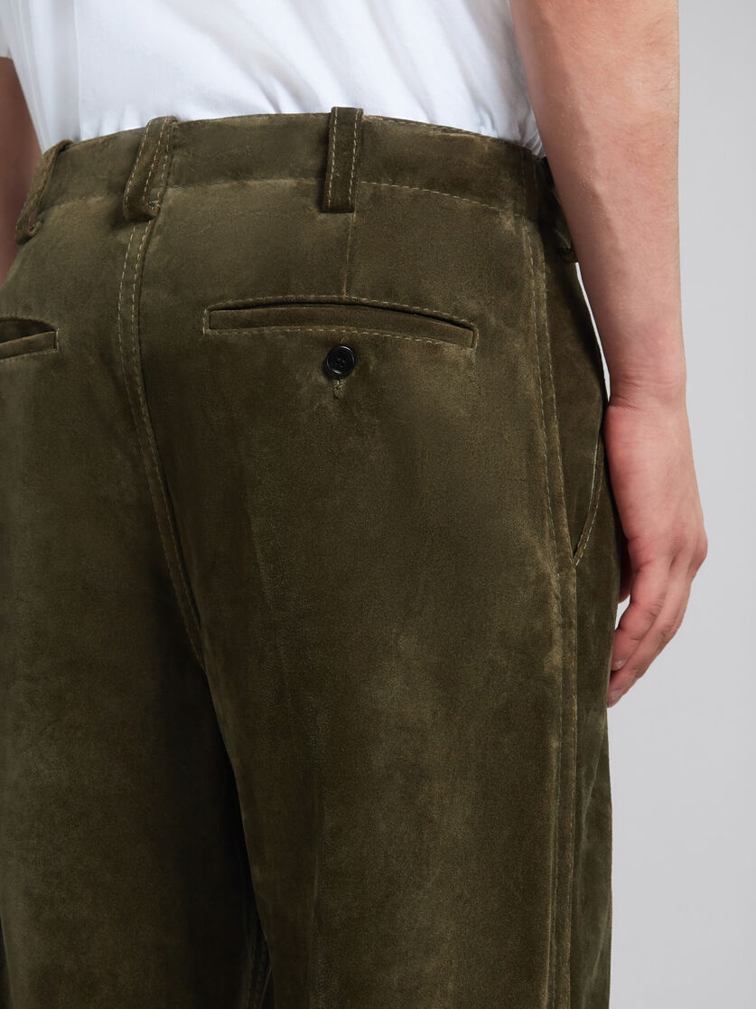 GREEN COMPACT SUEDE TROUSERS - 4