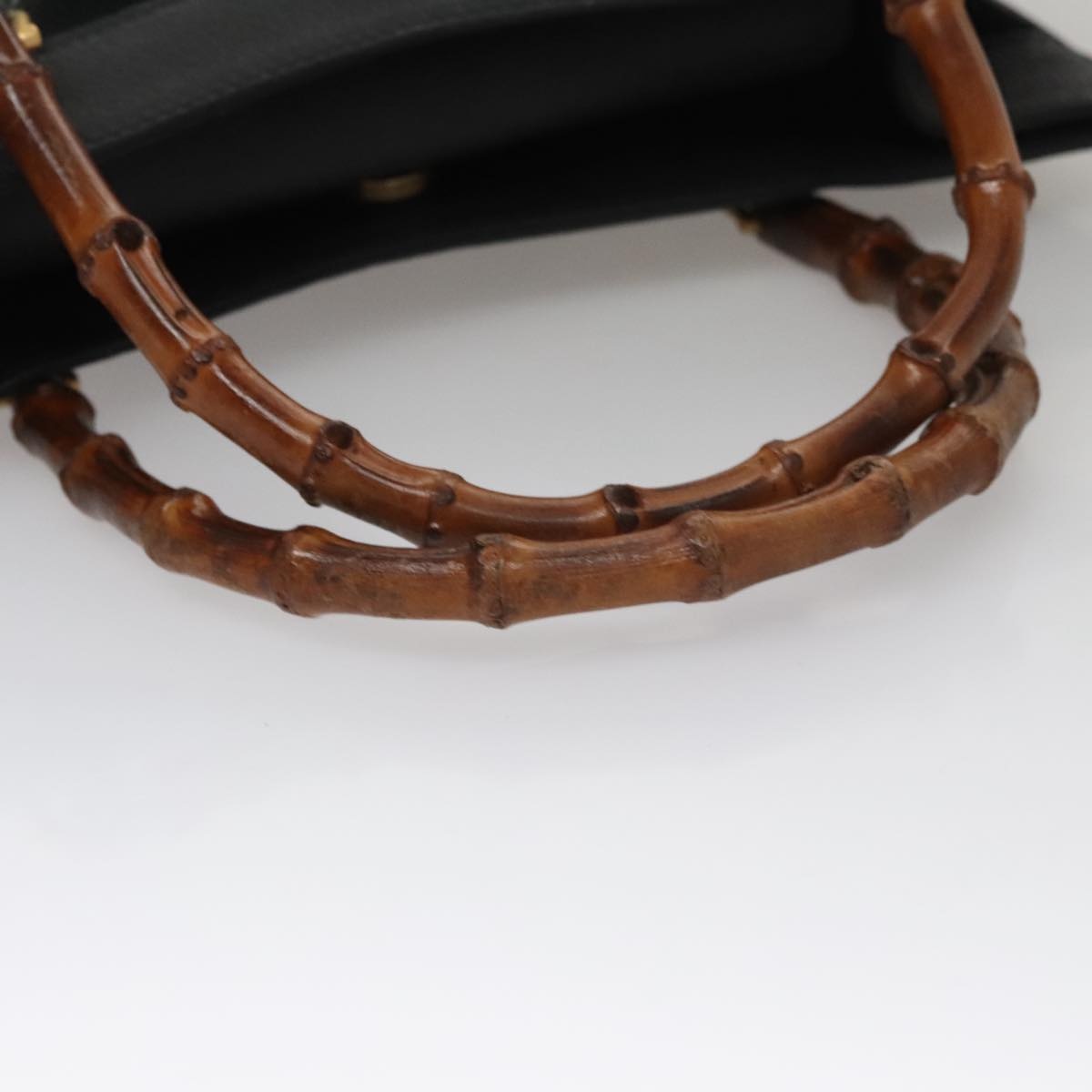 GUCCI Bamboo Hand Bag Suede Leather Black - 7