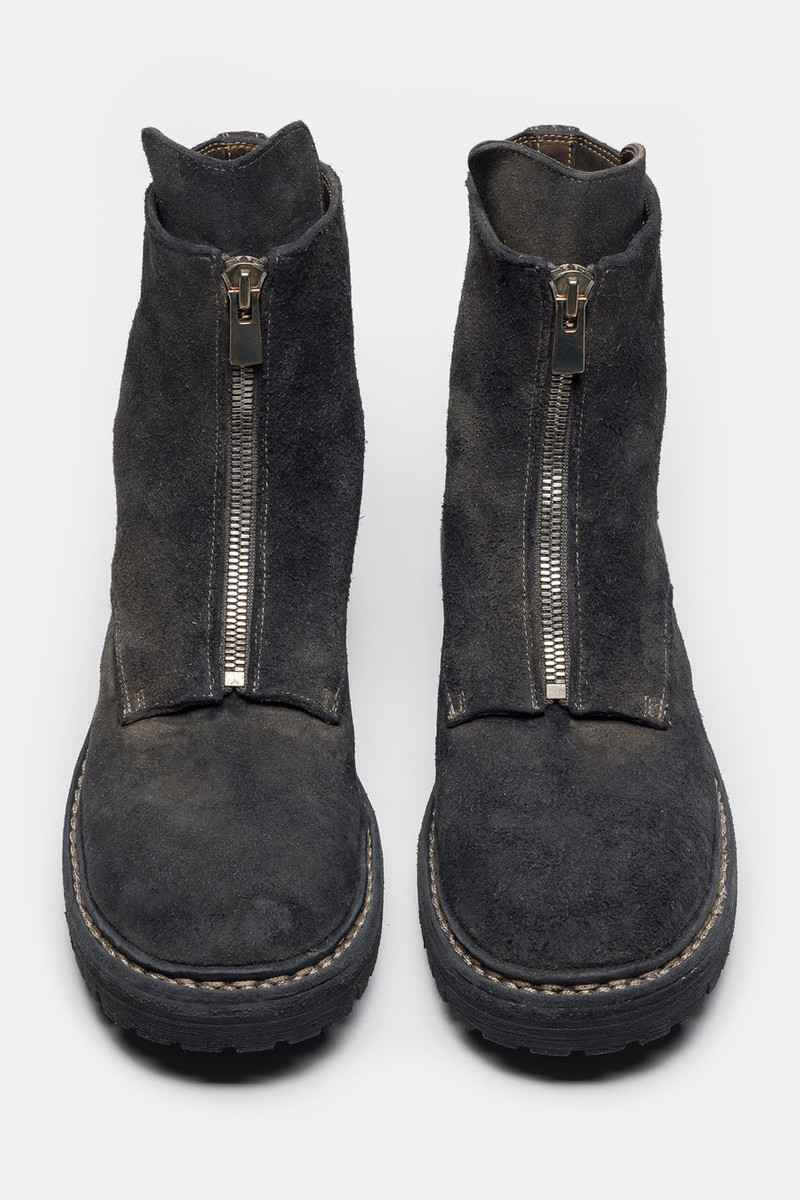 Undercover x Nonnative GR06FRV_N Reverse Horse Leather Center Zip Boot in Charcoal 4