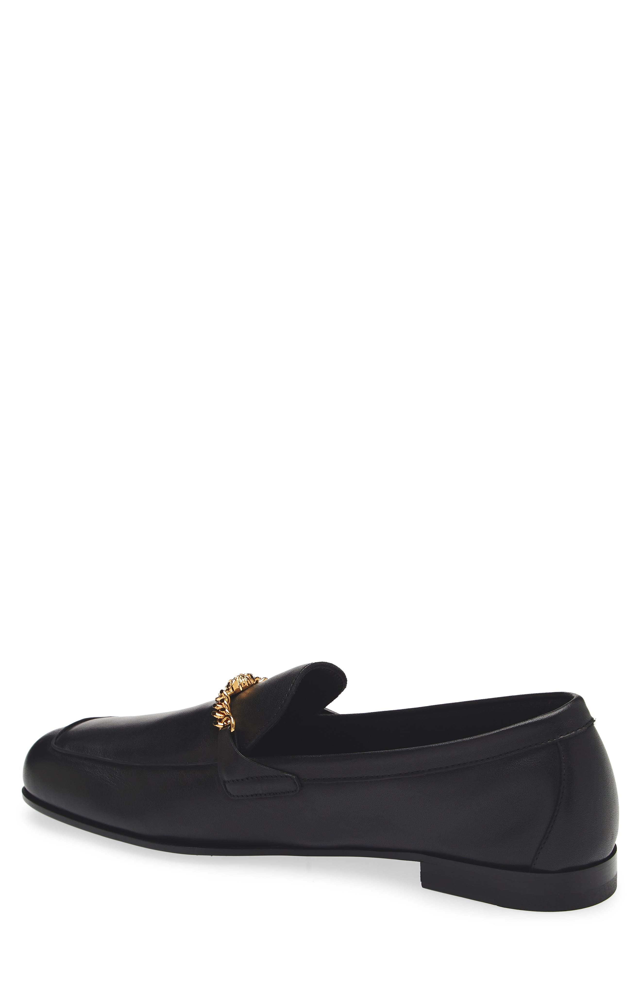 Versace Medusa Chain Leather Loafer in Black-Versace Gold at Nordstrom - 2