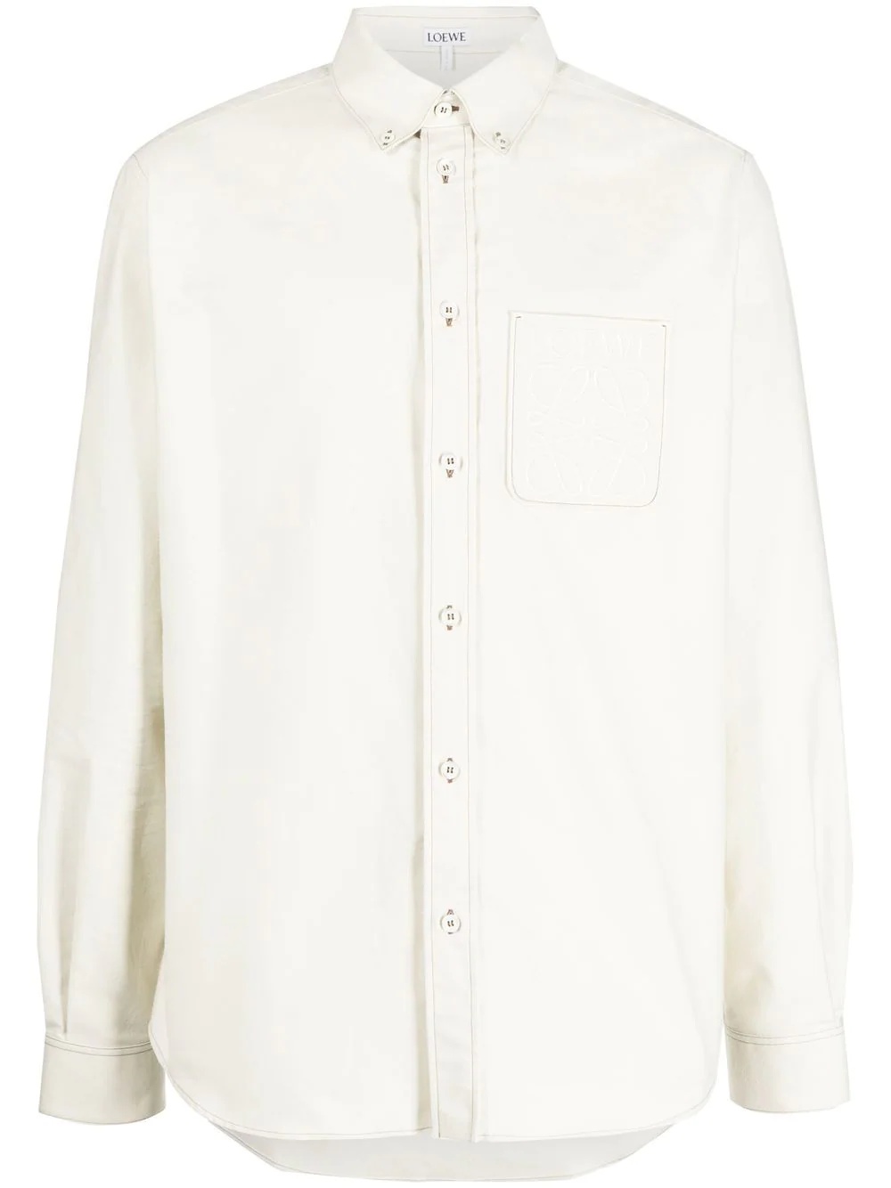 embroidered-logo long-sleeve shirt - 1