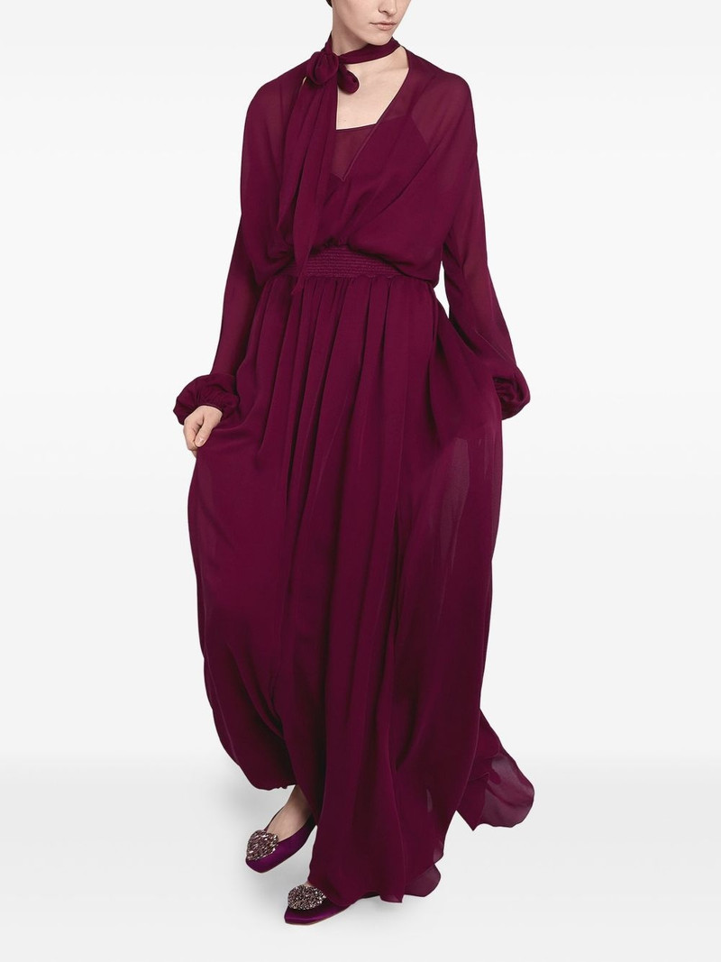 GIAMBATTISTA VALLI tie-neck silk maxi dress outlook