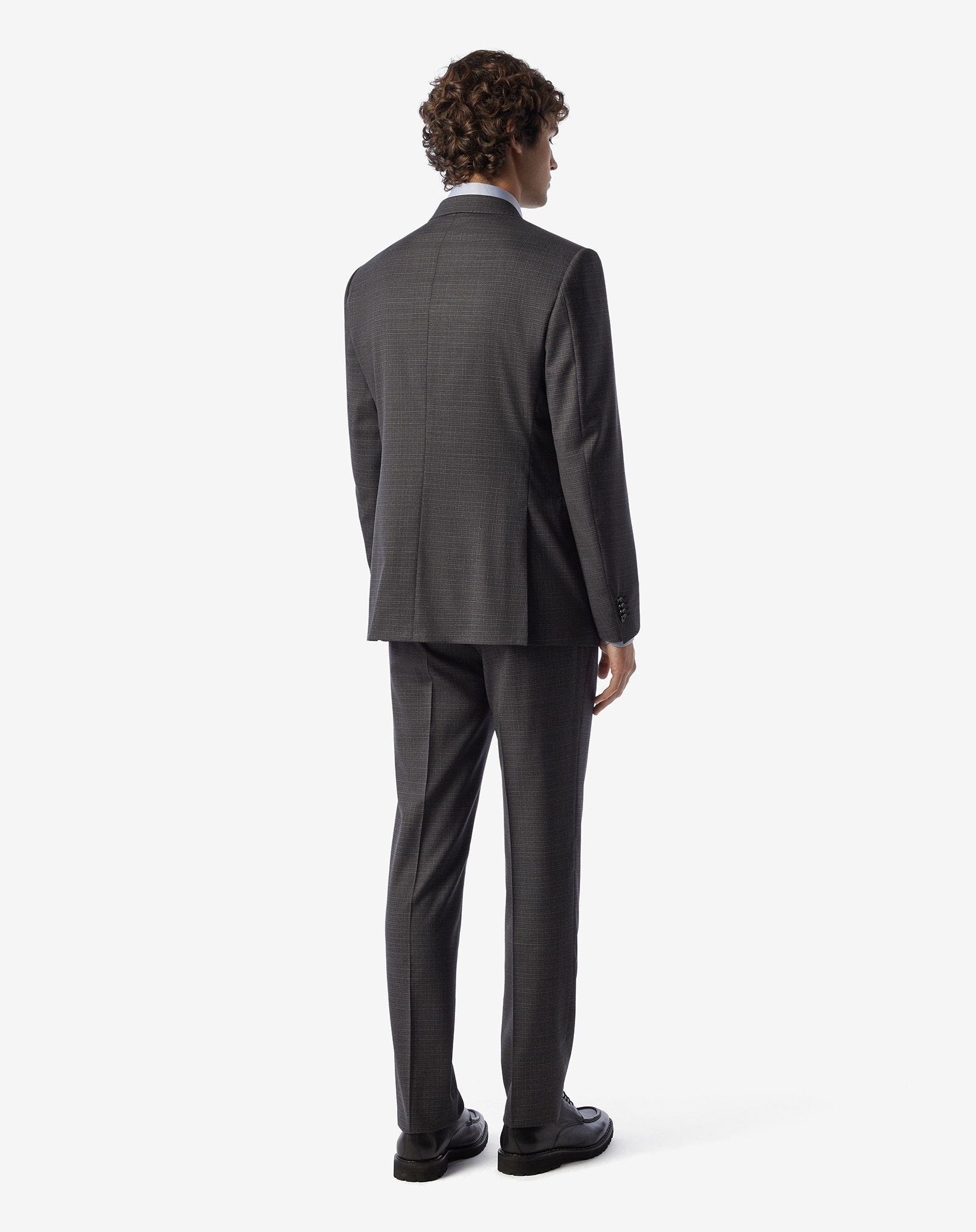 Grey stretch wool suit with micro-pattern - 4