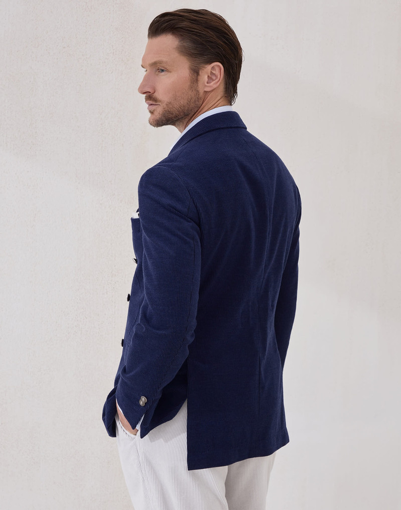 Brunello Cucinelli Wool, silk and cashmere corduroy one-and-a-half breasted deconstructed blazer with metal buttons outlook