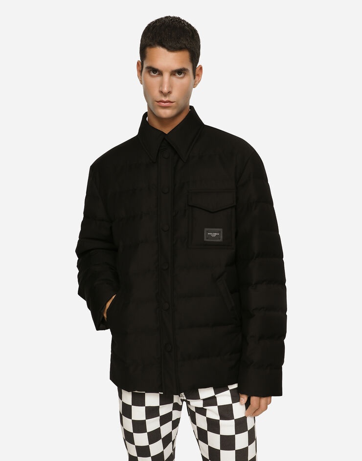 Quilted nylon jacket with branded plate - 2
