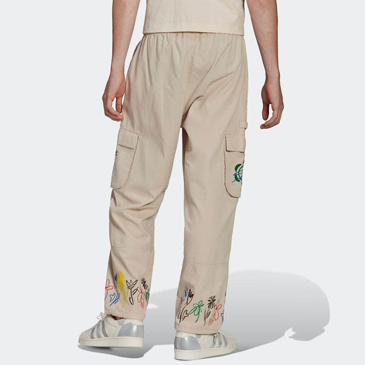adidas x Sean Wotherspoon Flowers Embroidered Cargo Pants 'Light Brown Beige' HI3305 - 3