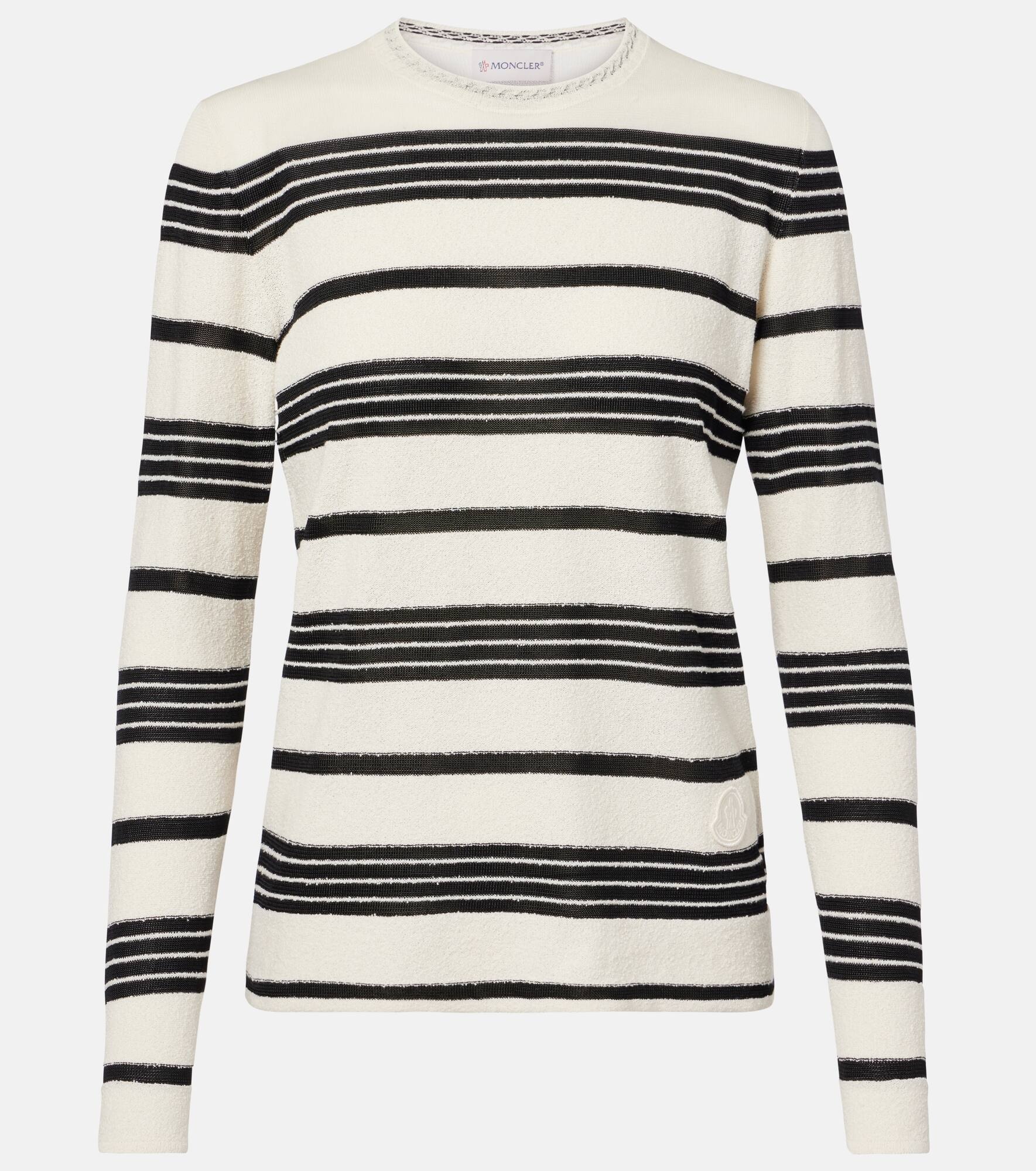 Striped cotton-blend sweater - 1