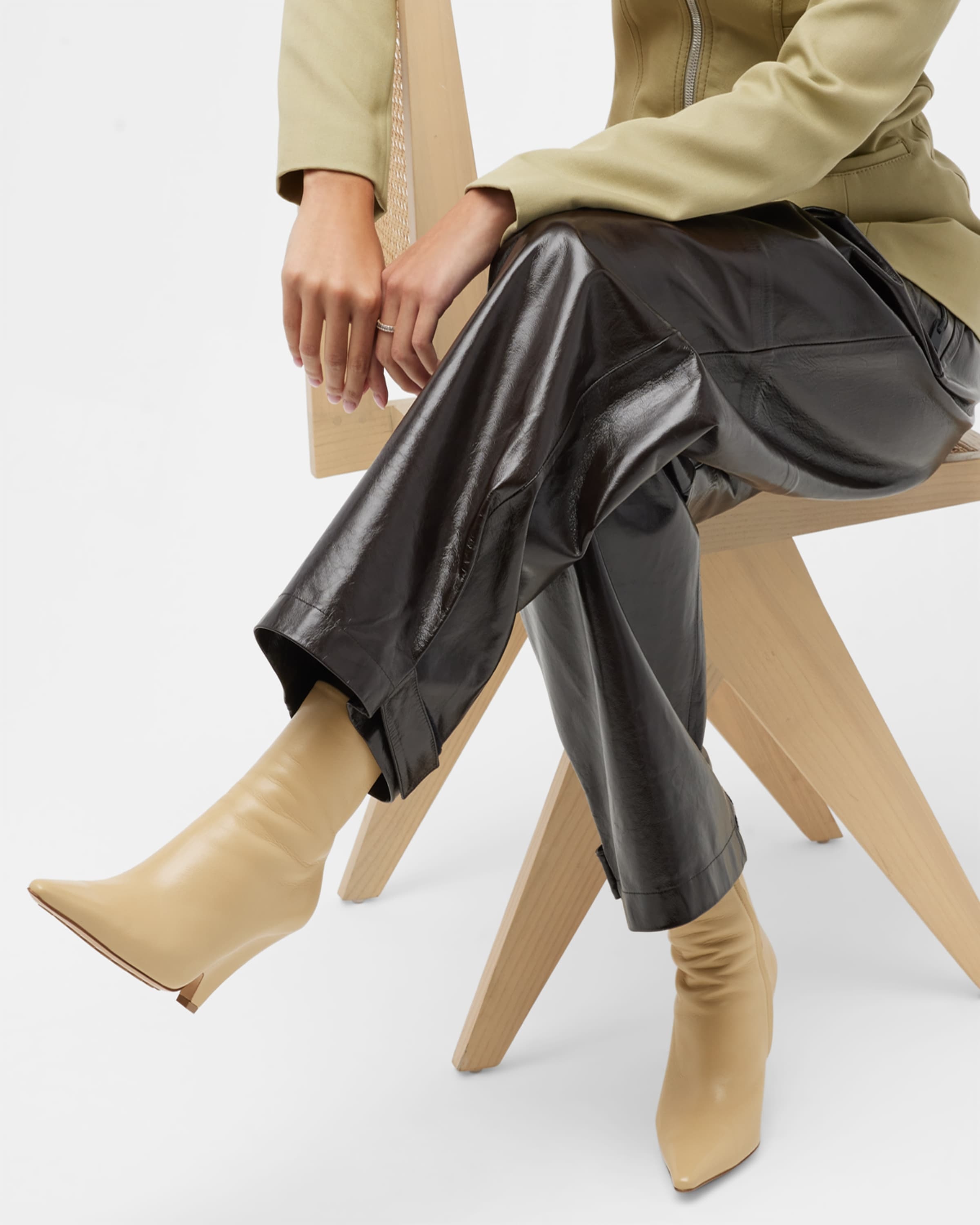 Point Lambskin Ankle Booties - 2