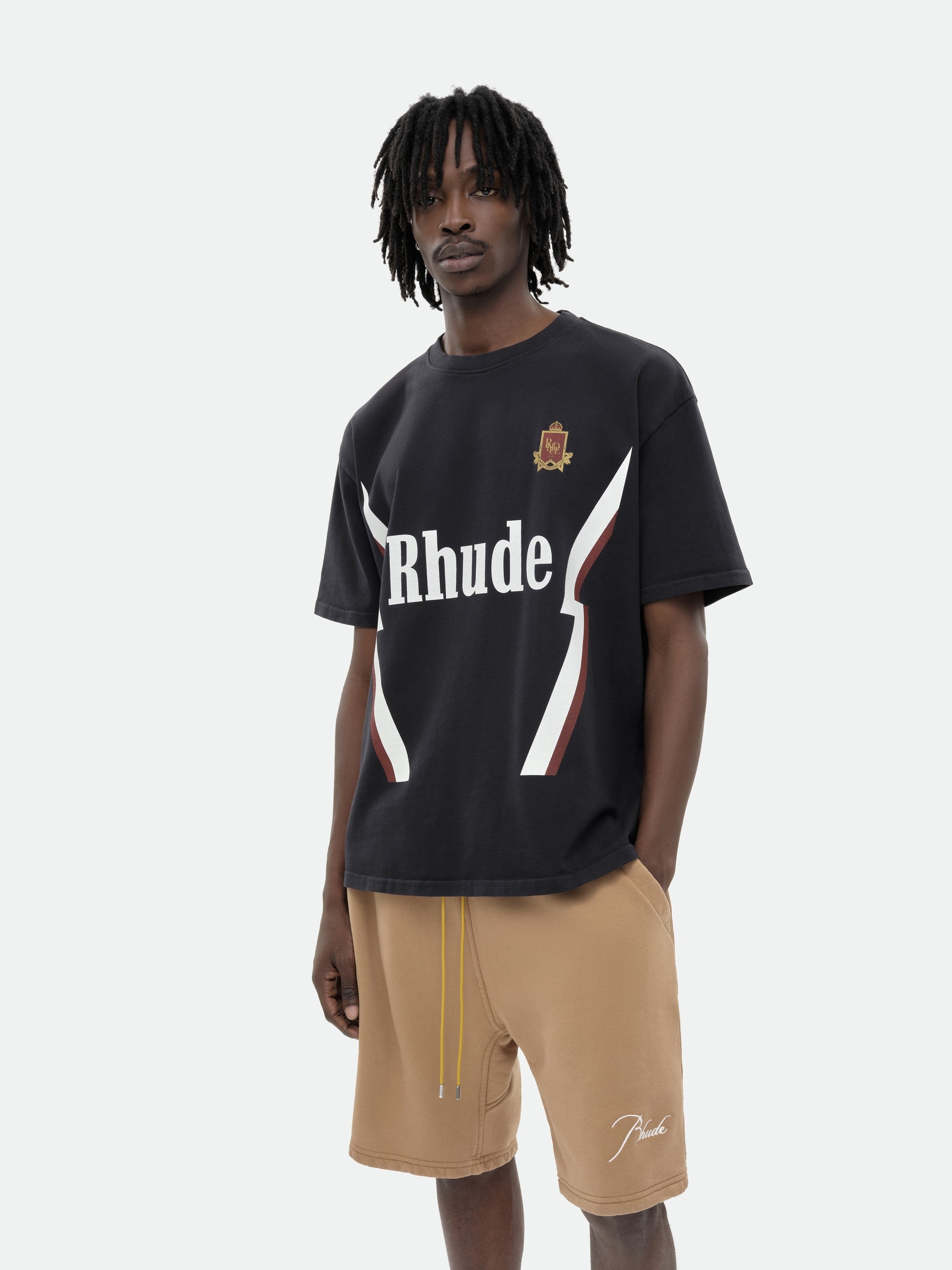 【関税込み】Rhude ブラック Lightning クルーネックTシャツ Rhude LIGHTNING CREW TEE | REVERSIBLE