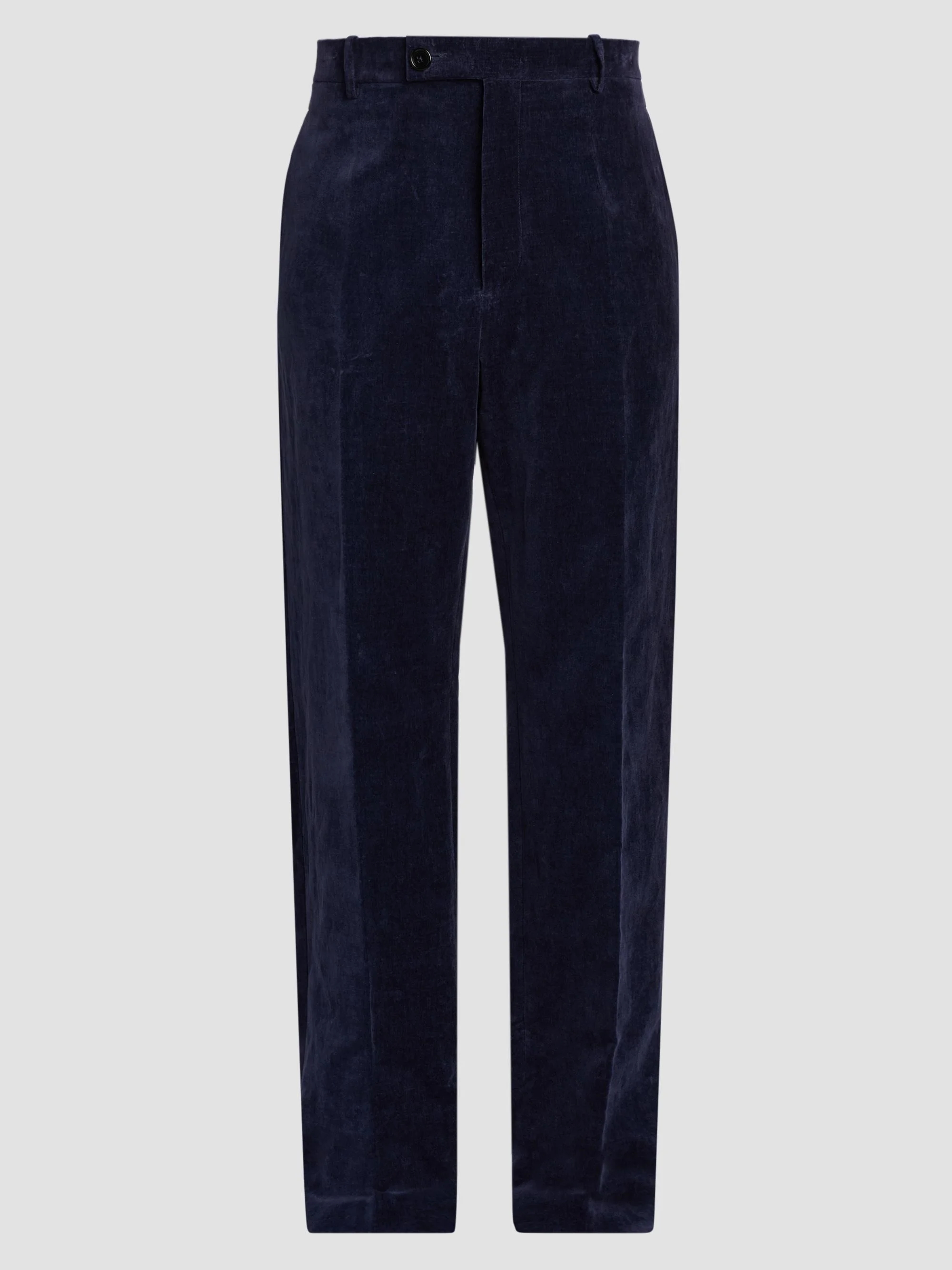 Men's Cotton-Linen Velvet Trousers - Midnight - 1