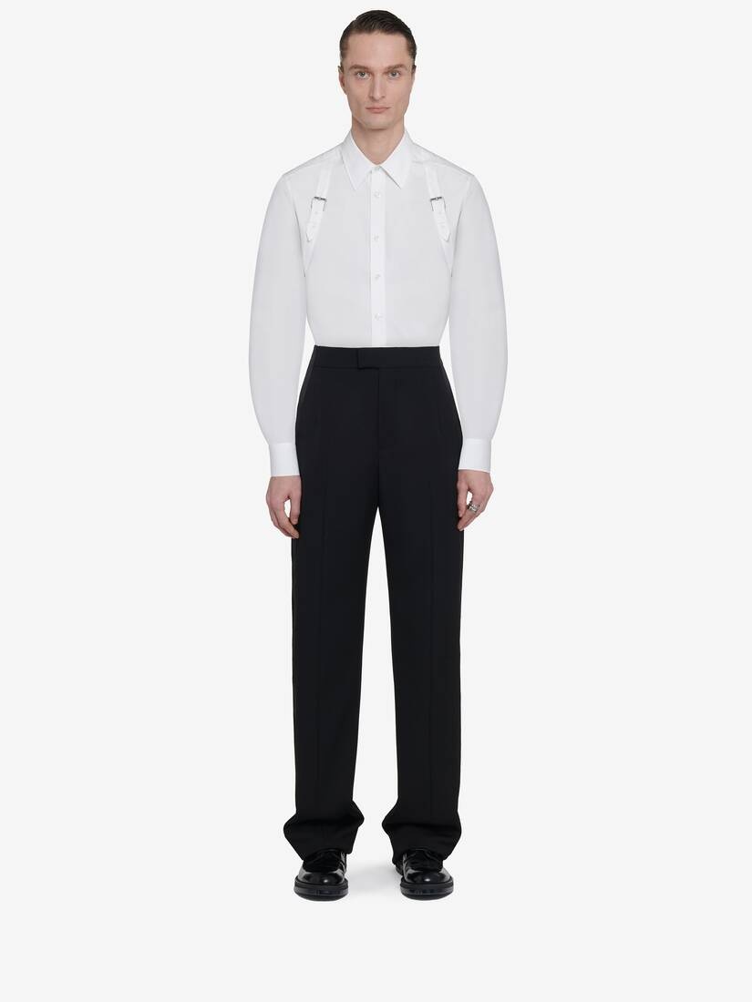 Men's Wide Leg Tuxedo Trousers in Black - 1