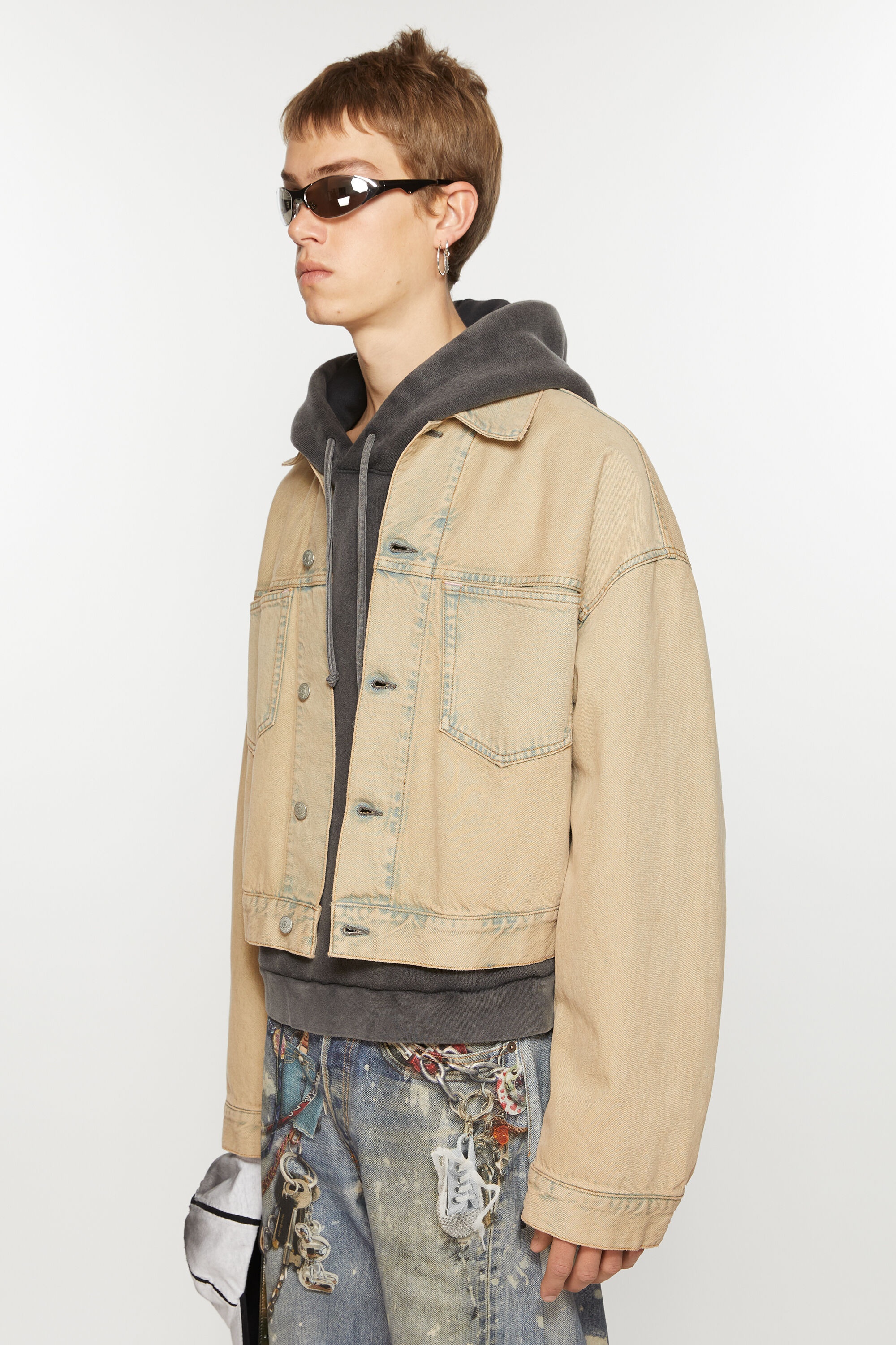 Denim jacket - Oversized cropped fit - Light Sand - 3