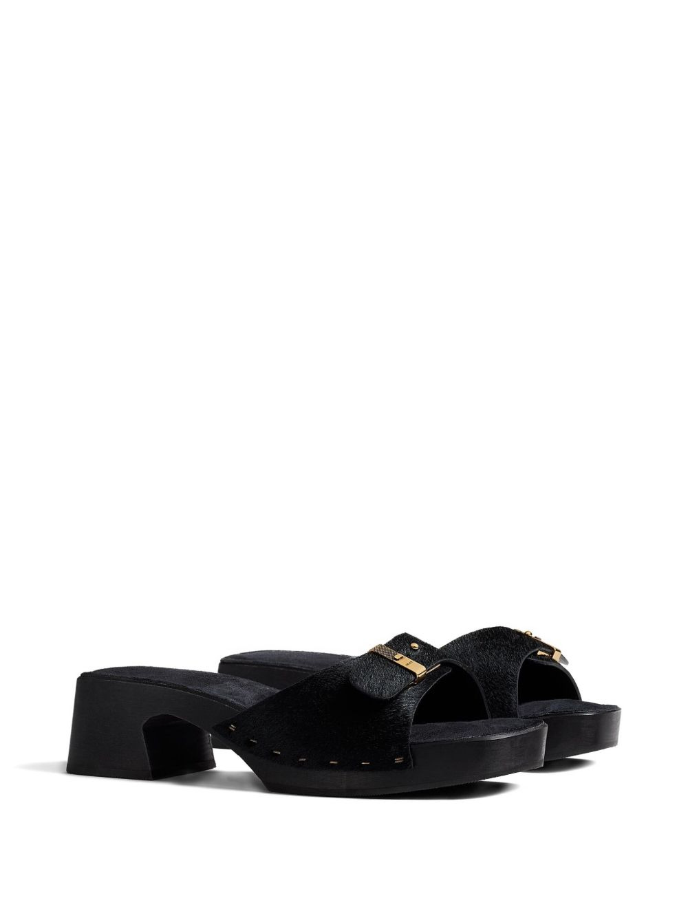 Britt Clog haircalf buckle mules - 2