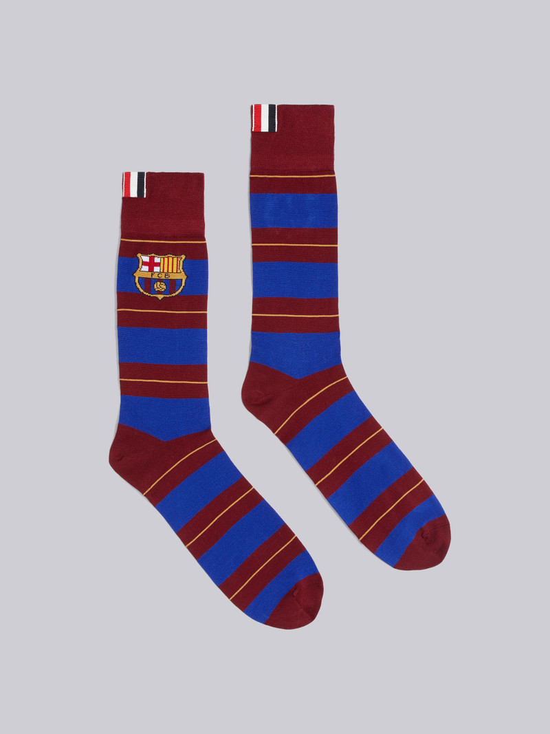 Multi-color Cotton FC Barcelona Logo Mid-calf Socks 1