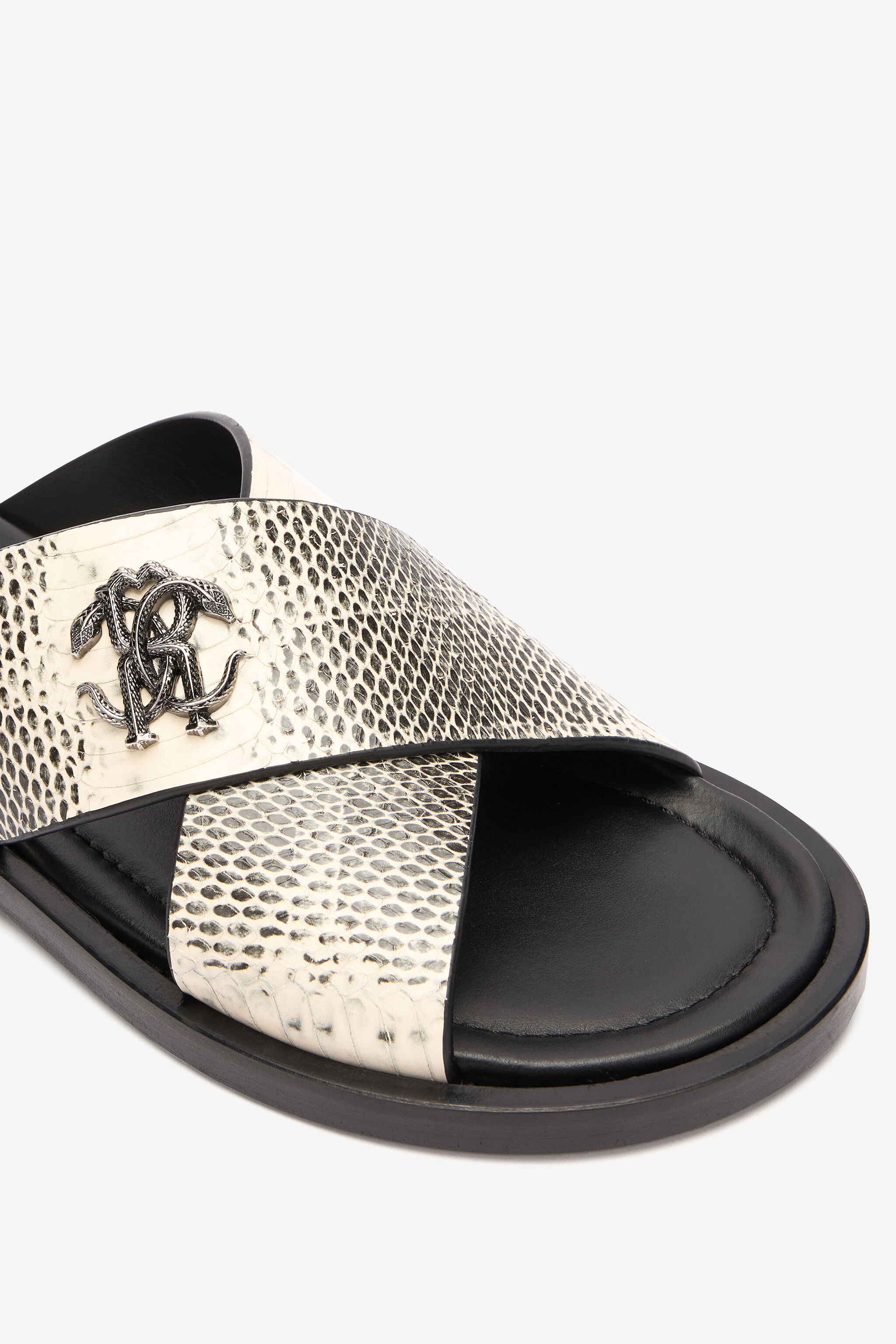 Slides With Cobra Print And Mirror Snake Monogram - 5