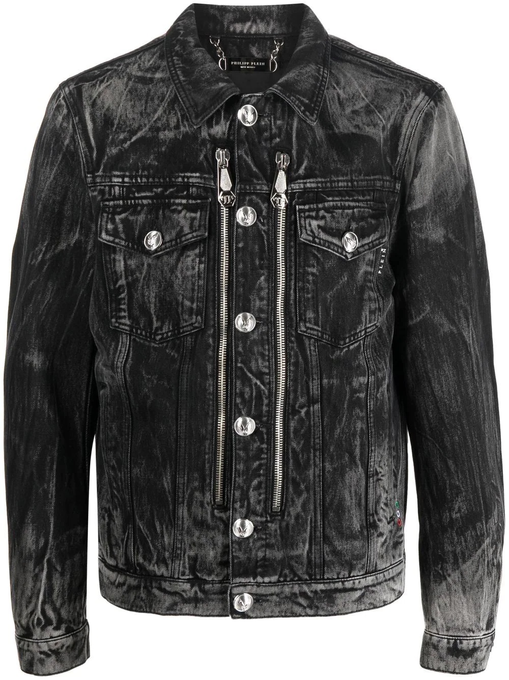 logo-print denim jacket - 1