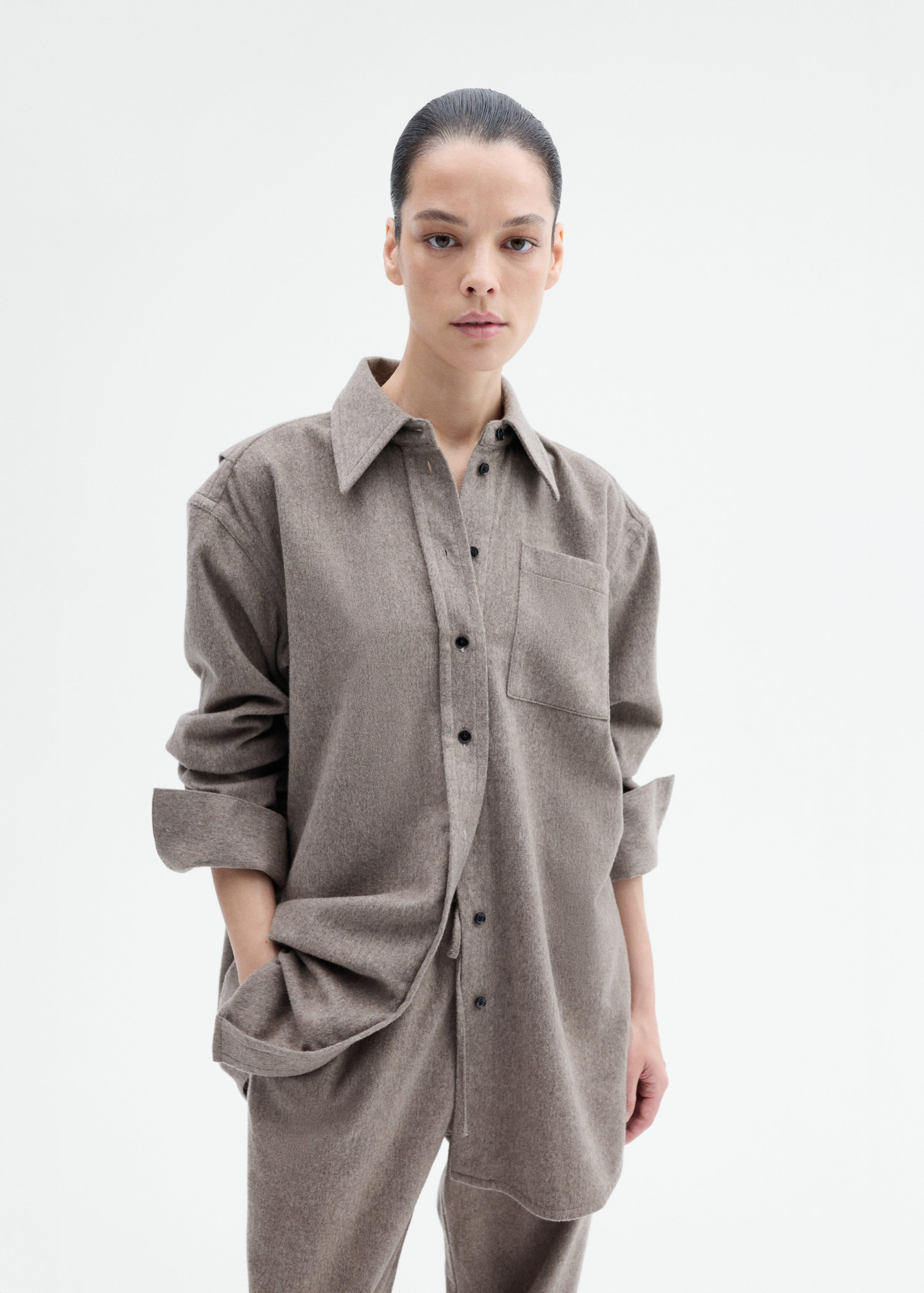 Tailored Flannel Shirt in Wool Cashmere - 3