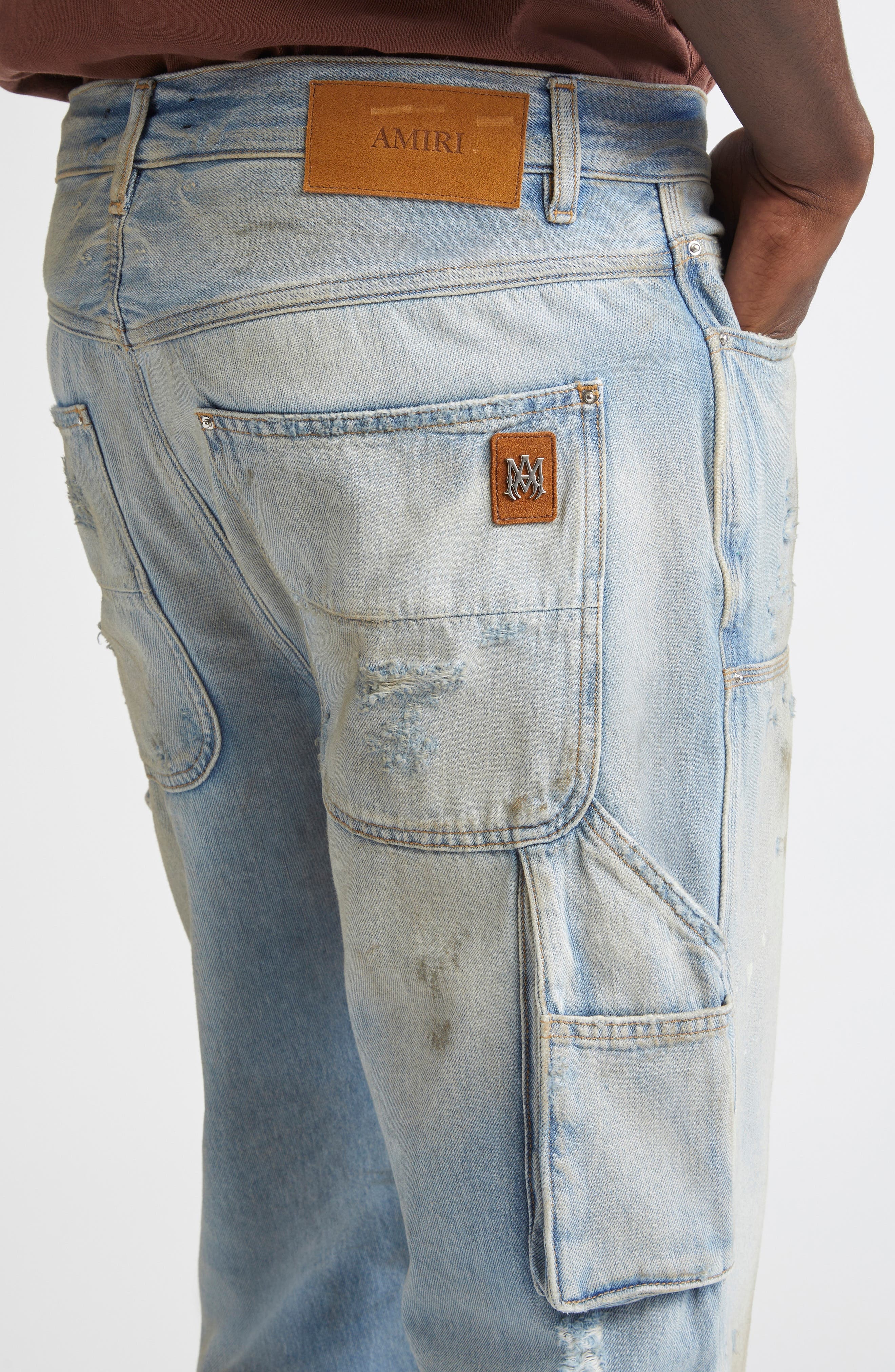 AMIRI Lightweight Distressed Carpenter Jeans in Perfect Antique Indigo at Nordstrom - 5