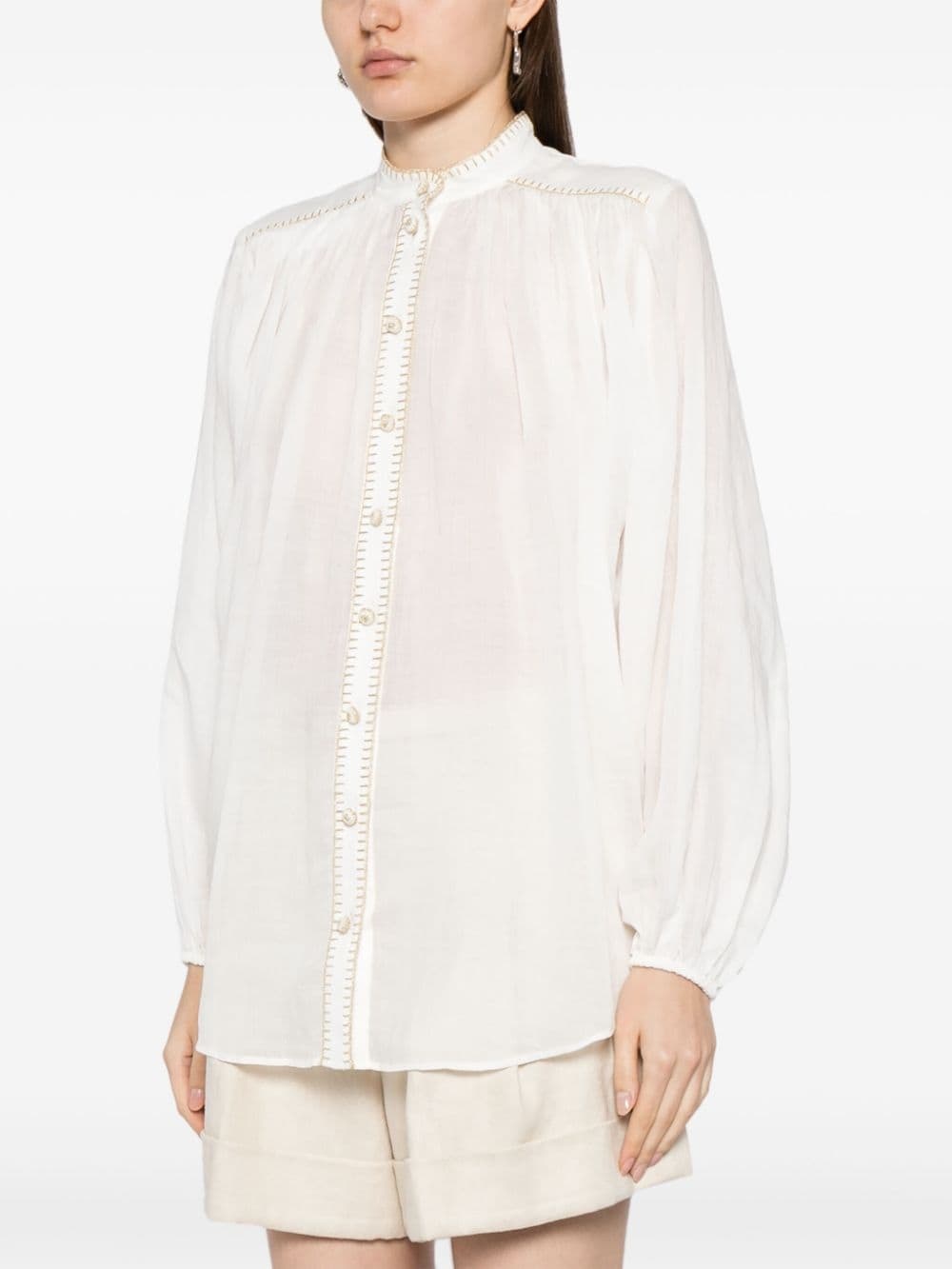 Junie stitch-detail ramie blouse - 3