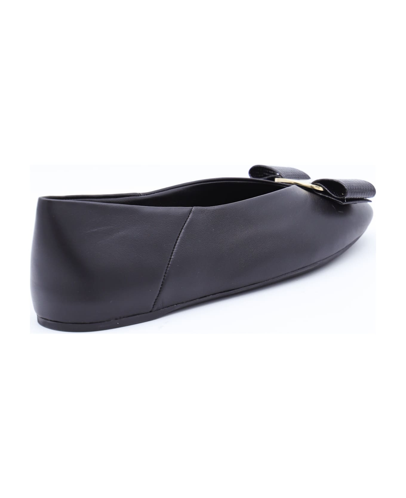 Black Leather Vanna Flats - 2