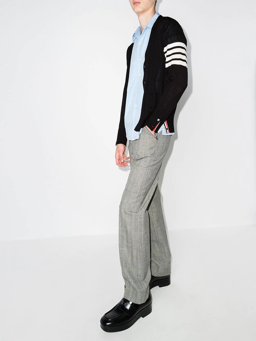 Classic V-Neck Cardigan With 4 Bar - 4
