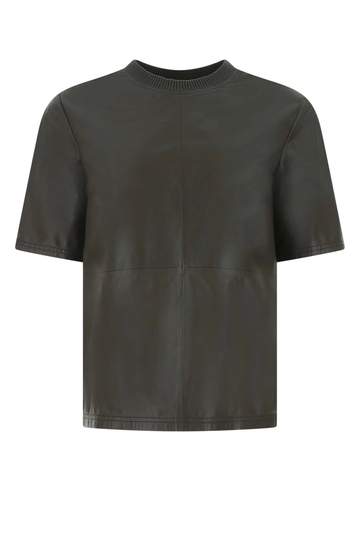 Amiri Women Dark Brown Leather T-Shirt - 1