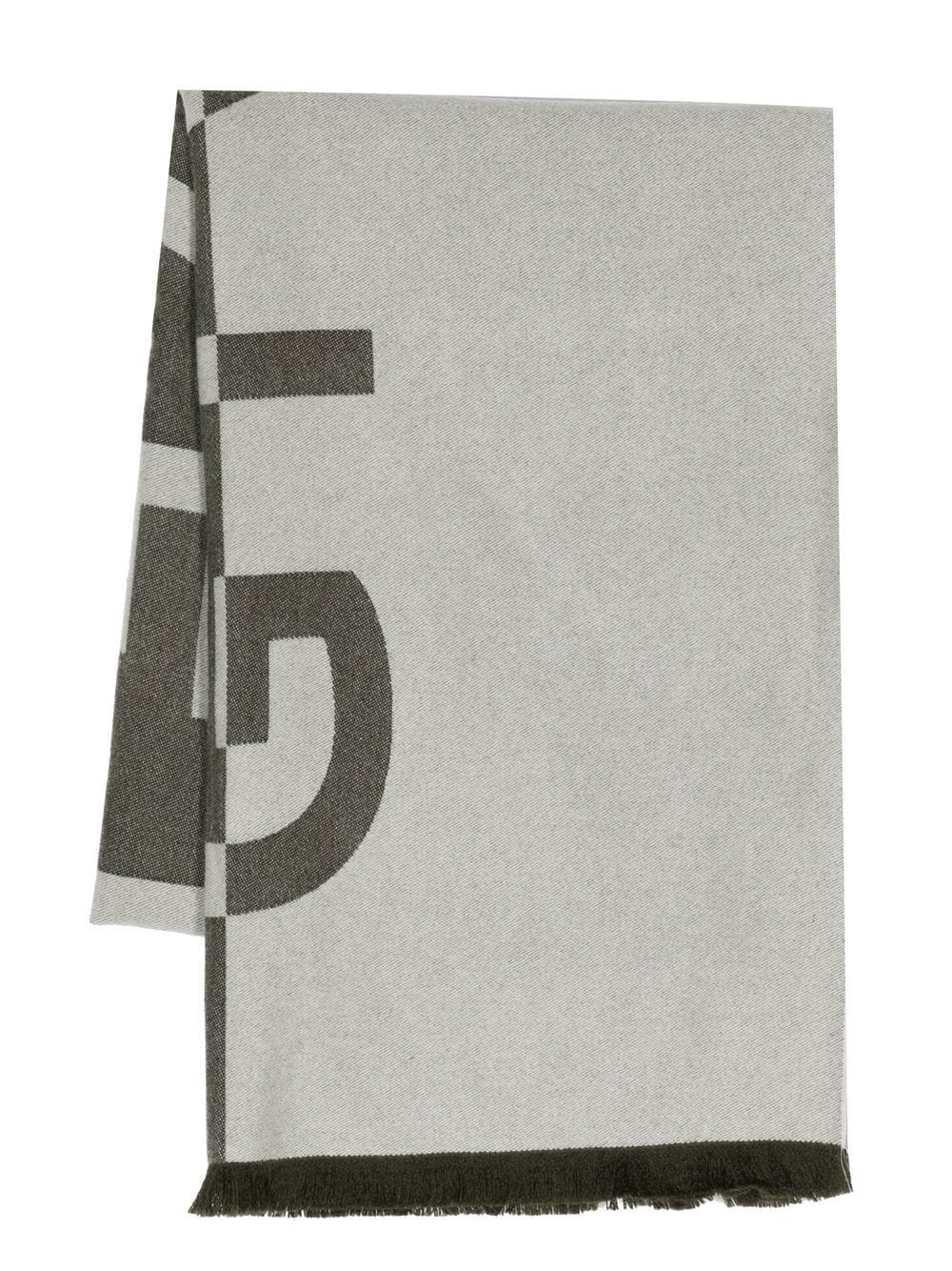 wool-cashmere long logo scarf - 1