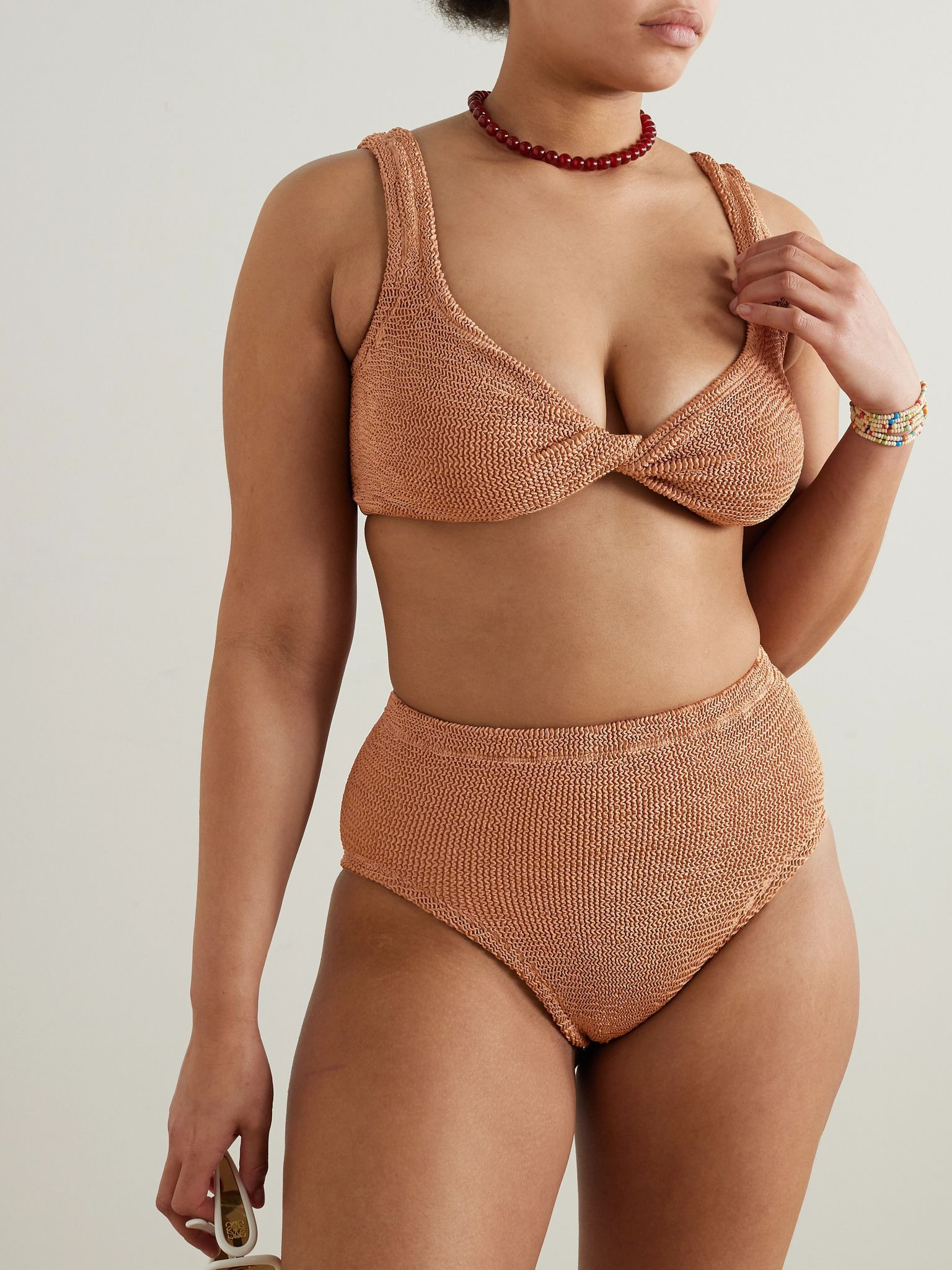 Jamie metallic seersucker bikini Brown - 5