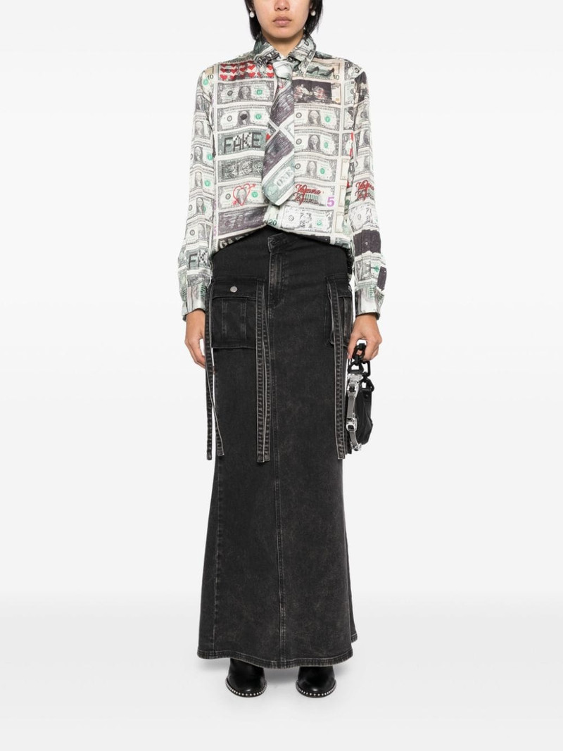VAQUERA dollar-print tie-detail shirt outlook