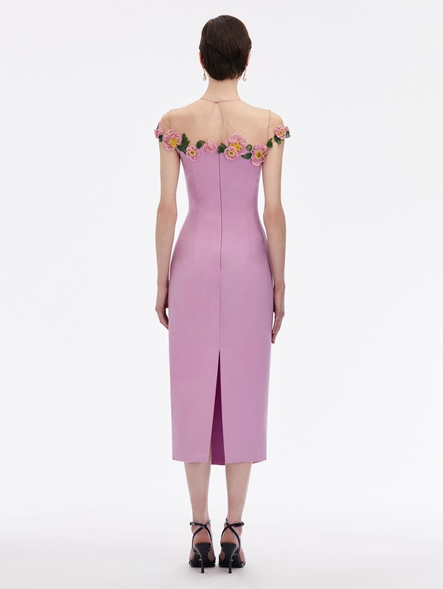 POPPIES ILLUSION NECK PENCIL DRESS - 2